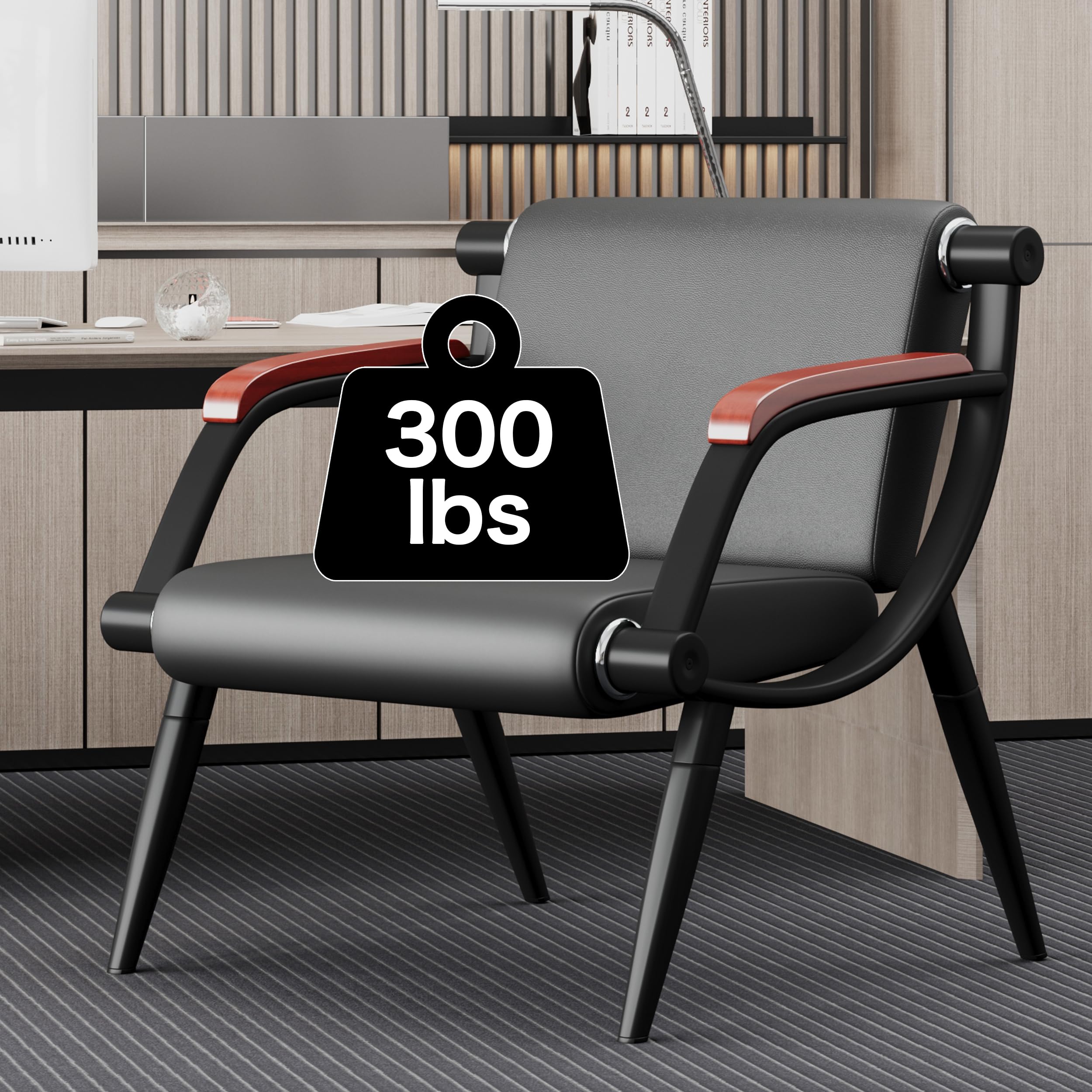 Premium Waiting Room Chairs Set of 2 - Ergonomic Office Reception Chairs with Arms, Durable Leather Guest Seating for Clinic, Airport, Hospital | Perfect for Lobby, Waiting Area, Conference Room & Professional Spaces (Black, 2 Pieces)