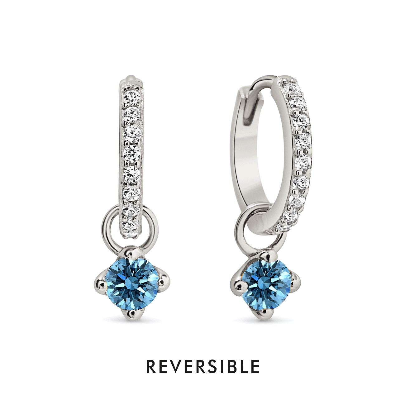 Blue Zircon Dangling Gemstone Pavé Huggie Earrings for Women - Perfect for Parties, Weddings & Everyday Elegance