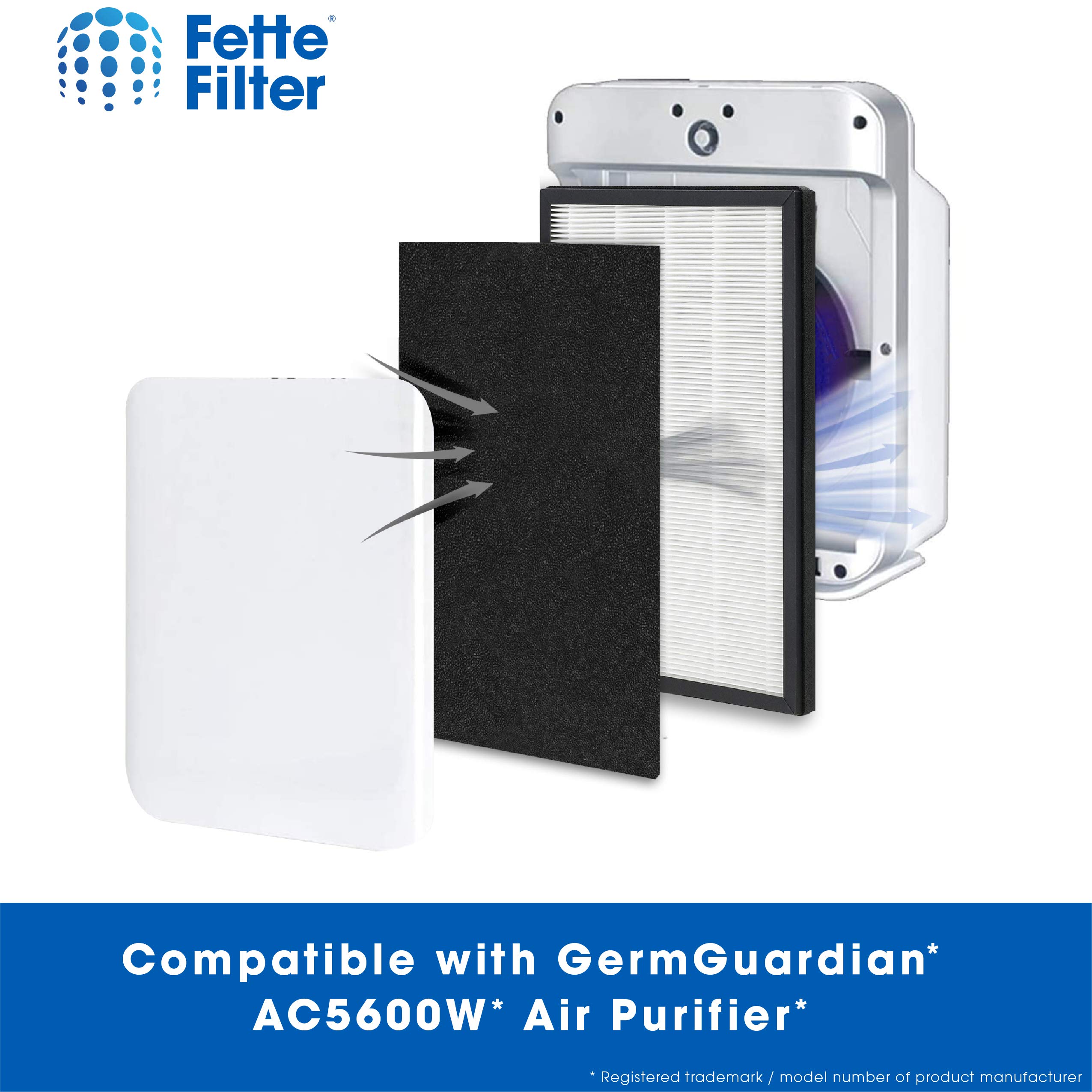 True HEPA Air Purifier Filter AC5600W - Replacement Filter Compatible with FLT5600 (Pack of 1) | Fette Filter for Home, Office & Bedroom Air Purification