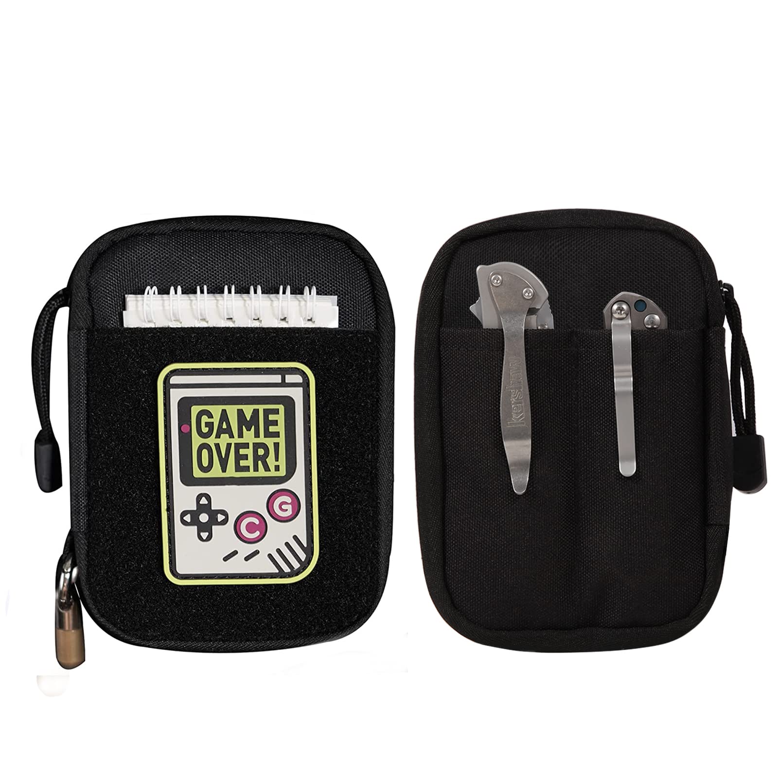 EDC Pouch with Patch Panel, Small EDC Organizer Bag with DIY Hook & Loop Area, Nylon Multitool Pouch for Small Tools - Perfect for Camping, Hiking & Everyday Carry Accessories
