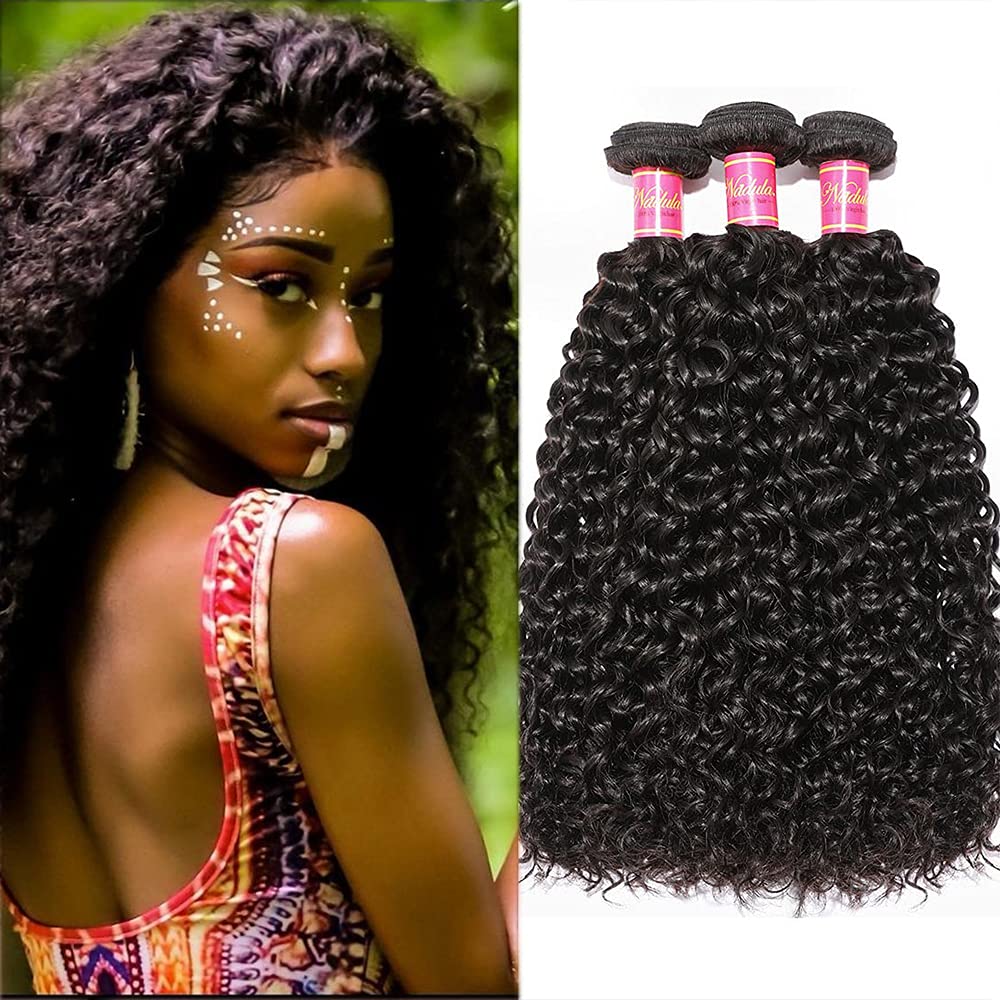 Nadula 10A Brazilian Virgin Human Hair Curly Bundles - 3 Pack Unprocessed Remy Weave Extensions (20/22/24 Inch, Natural Color) for Stunning Curly Hairstyles & Everyday Wear