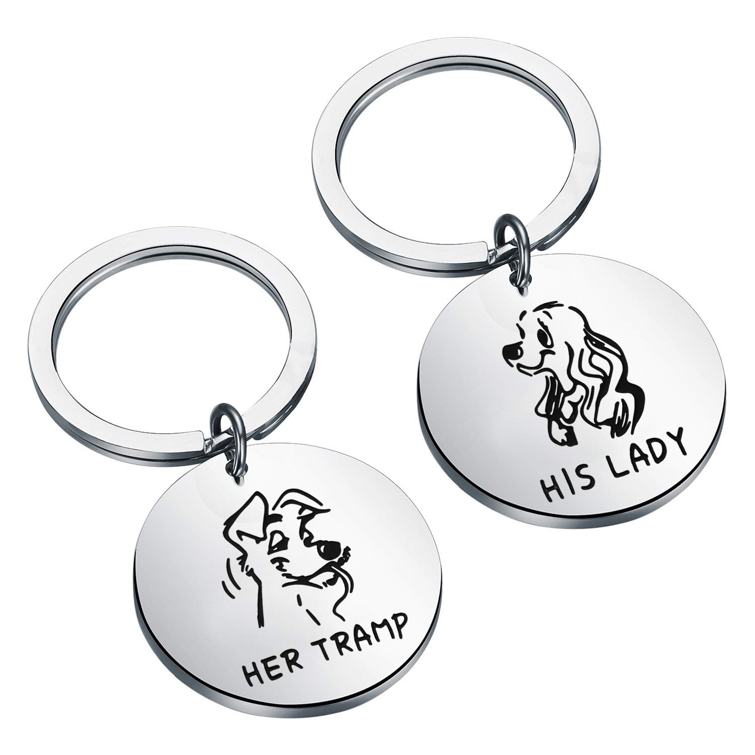 FAADBUK Couple Keychain - Lady and The Tramp Inspired His & Hers Keychain Set - Perfect for Anniversary, Wedding, Valentine’s Day Gifts - Romantic Couples Gift for Date Nights & Special Occasions