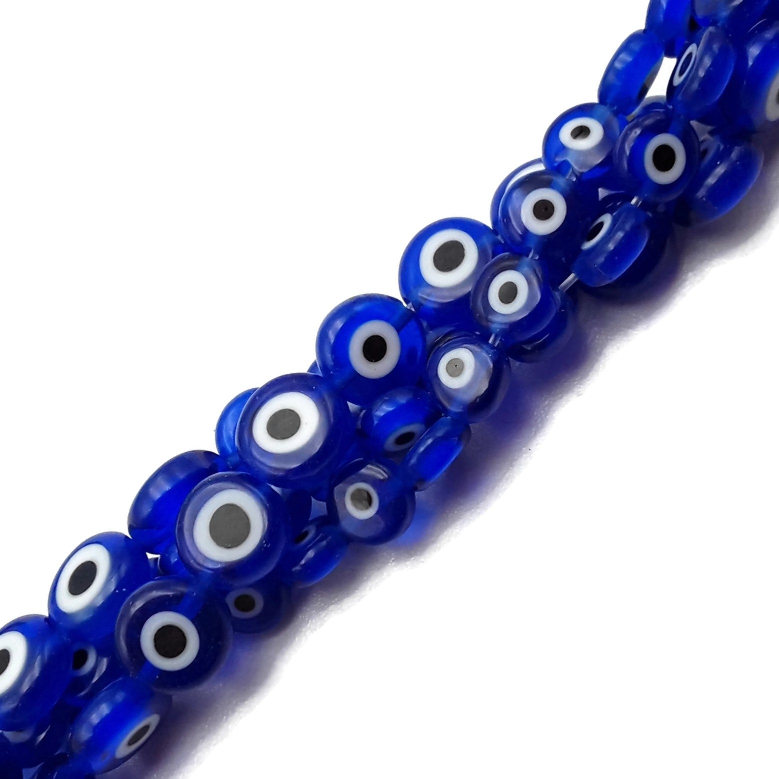 6mm 8mm 10mm 15.5mm Blue Evil Eye Glass Coin Beads for Jewelry Making - DIY Bracelet, Necklace, and Home Decor Craft Supplies