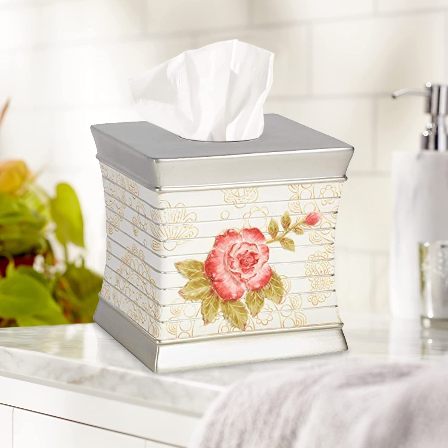 Madeline Bath Tissue Box - Elegant Beige Home Decor for Bathroom & Living Room | Perfect for Modern and Classic Interiors