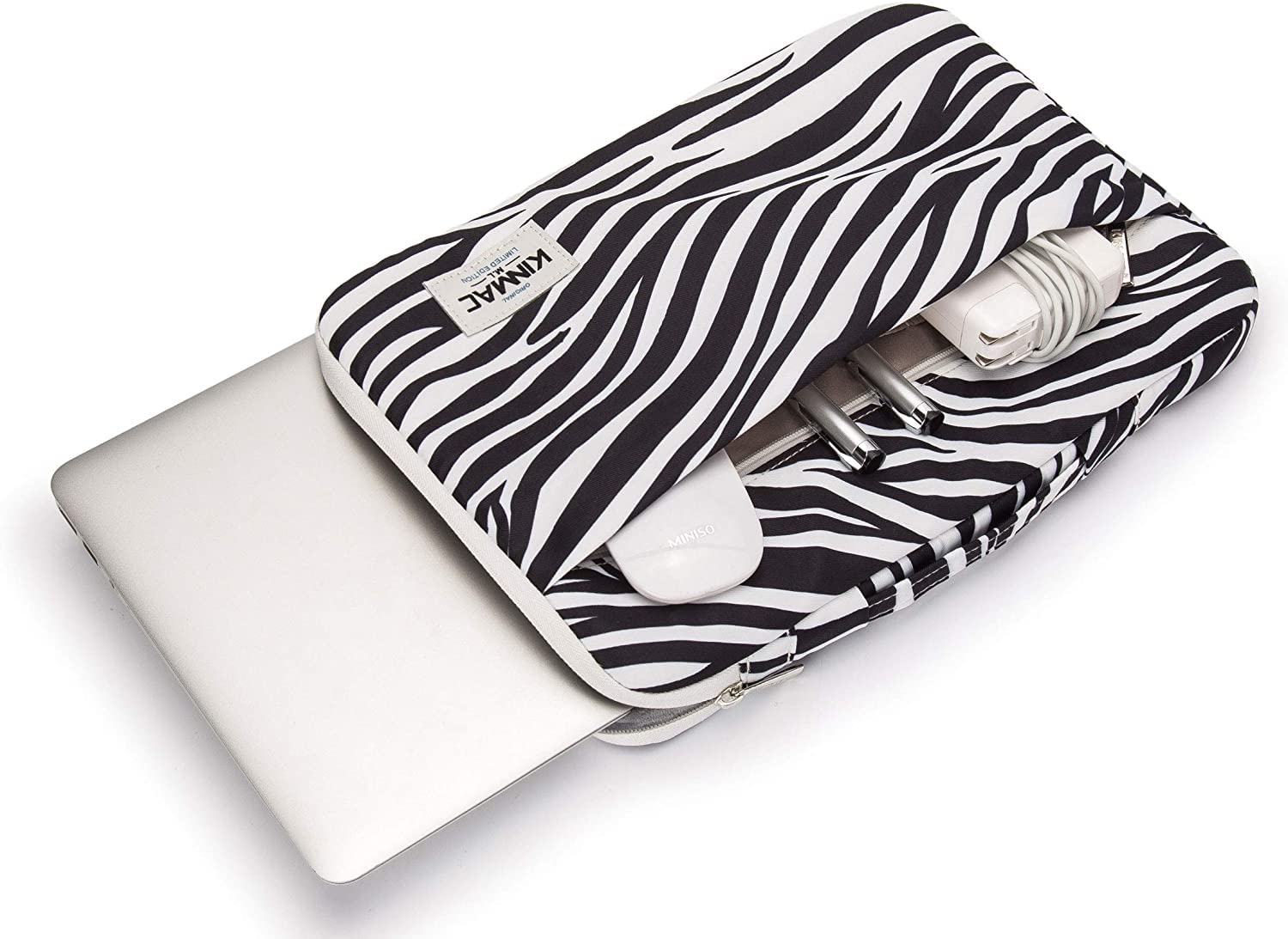 360° Protective Waterproof Laptop Sleeve Case for MacBook Pro 16 & 15-15.6 Inch Laptops - Shockproof Handle Bag with Durable Zipper (Zebra Print) - Perfect for Travel, Office & School Use