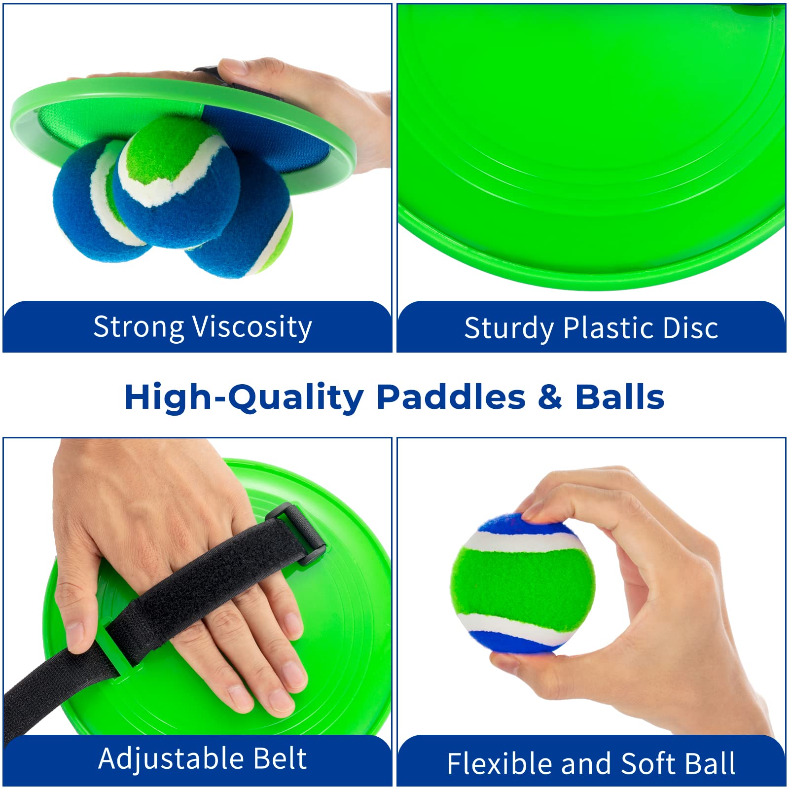 Outdoor Toss and Catch Ball Set for Kids Ages 4-8 - 6 Paddles & 3 Balls | Fun Backyard Games for Children & Adults | Perfect Birthday Gift for 3-8 Year Old Boys & Girls | Great for Park Play, Beach Games, and Family Yard Activities