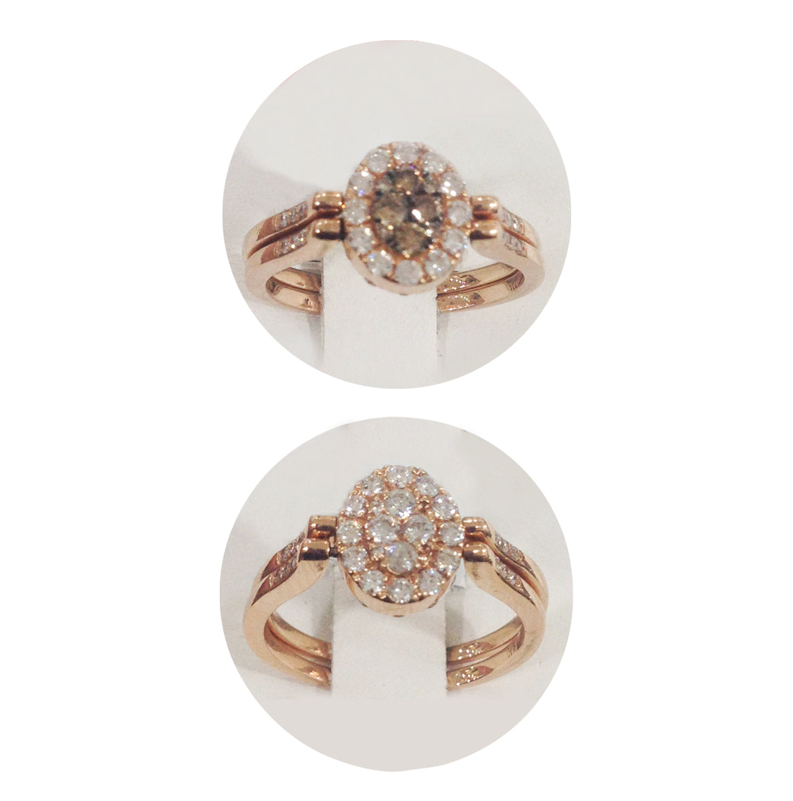 Elegant Chocolate & White Diamond Reversible Ring for Women - Perfect for Weddings, Parties & Special Occasions | 14K Gold Plated Stackable Fashion Jewelry