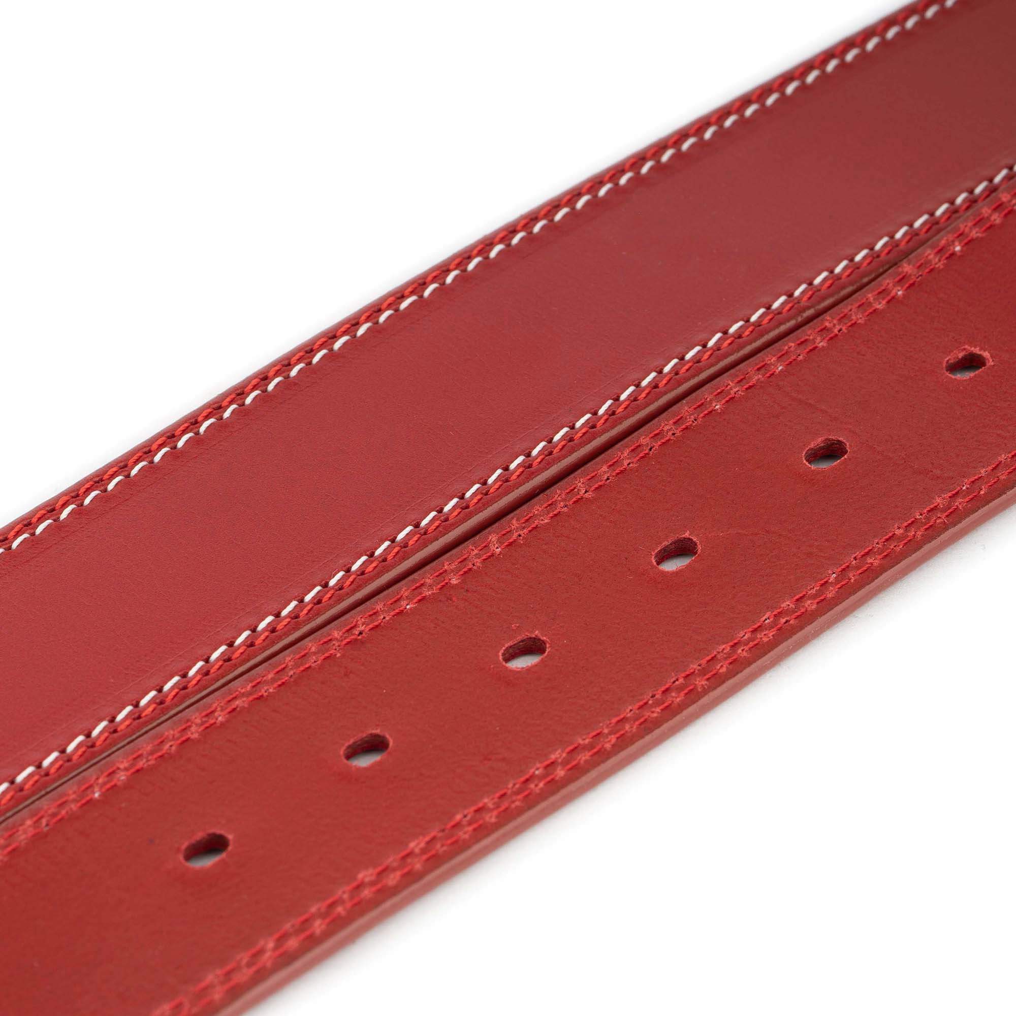 Premium Genuine Red Leather Belt Replacement Strap for Montblanc Buckles - Adjustable 4.0cm Width - Perfect for Business Attire, Formal Events & Luxury Fashion Accessories