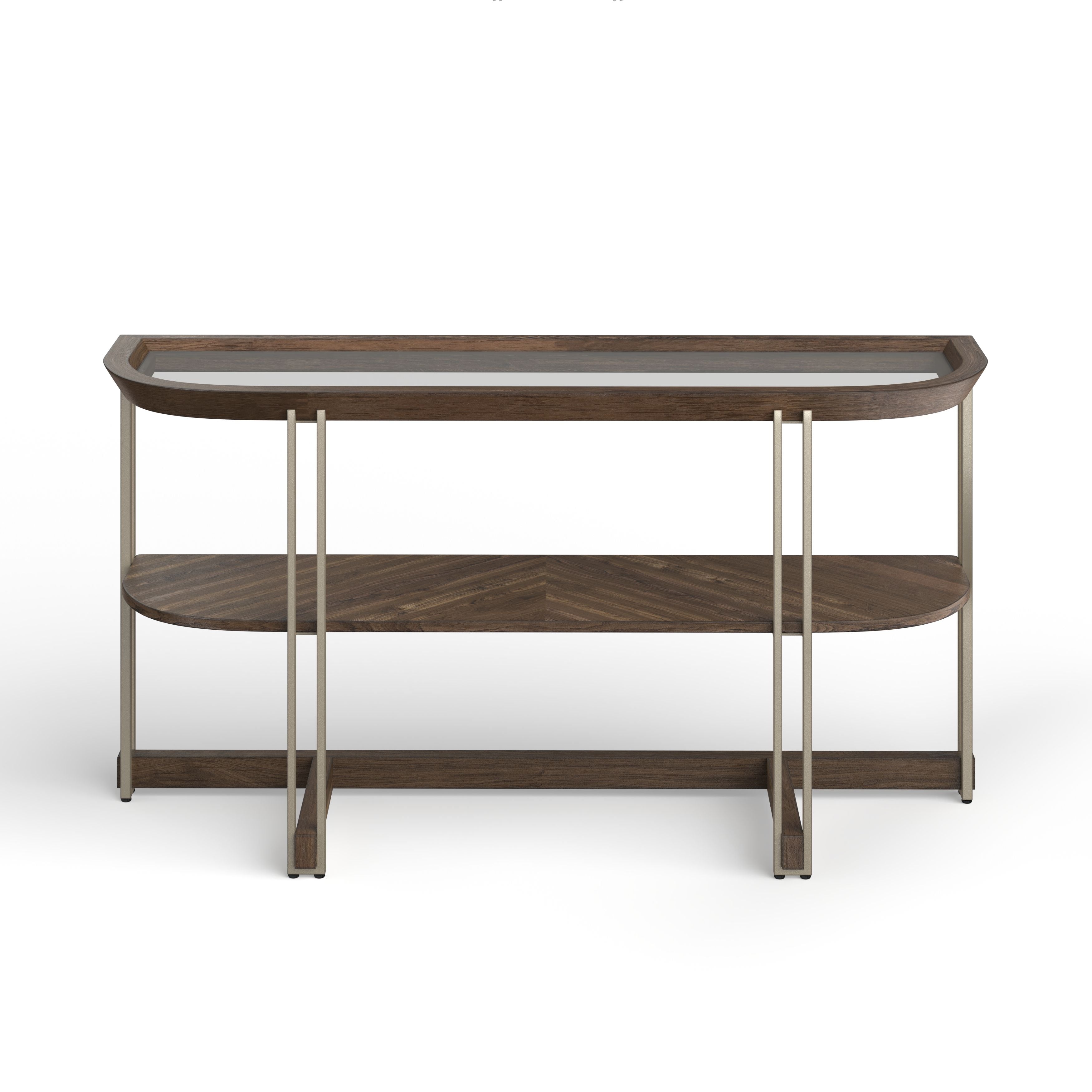 Elora Demilune Sofa Table - Solid Walnut Wood Console Table for Living Room, Entryway, Hallway - Perfect for Home Decor & Small Spaces