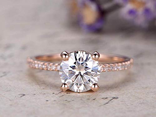 1.25 Carat Solitaire Moissanite & Diamond Engagement Ring in 14K Rose Gold - Perfect for Proposals, Weddings & Anniversary Gifts