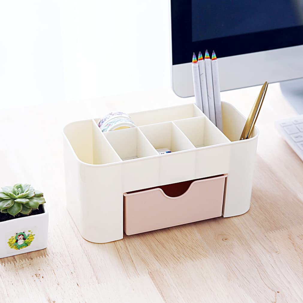 NOPEILVI Makeup Organizer Tray with Drawers - Cosmetic Storage Case for Vanity, Bathroom Counter & Office Desk - Acrylic Display Holder for Makeup, Jewelry & Stationery Organization (Perfect for Daily Beauty Routine & Workspace Decluttering)