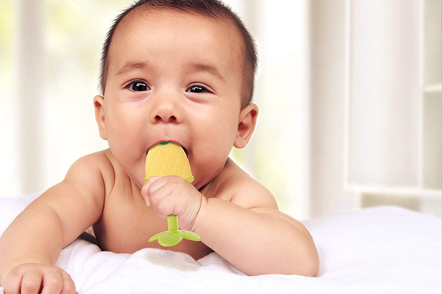Teddyify BPA-Free Silicone Baby Teething Toys for Newborns & Toddlers - Soothing Fruit-Shaped Teethers for Gum Relief, Freezer Safe & Textured (2-Pack) - Perfect for Home, Travel & Daycare Use