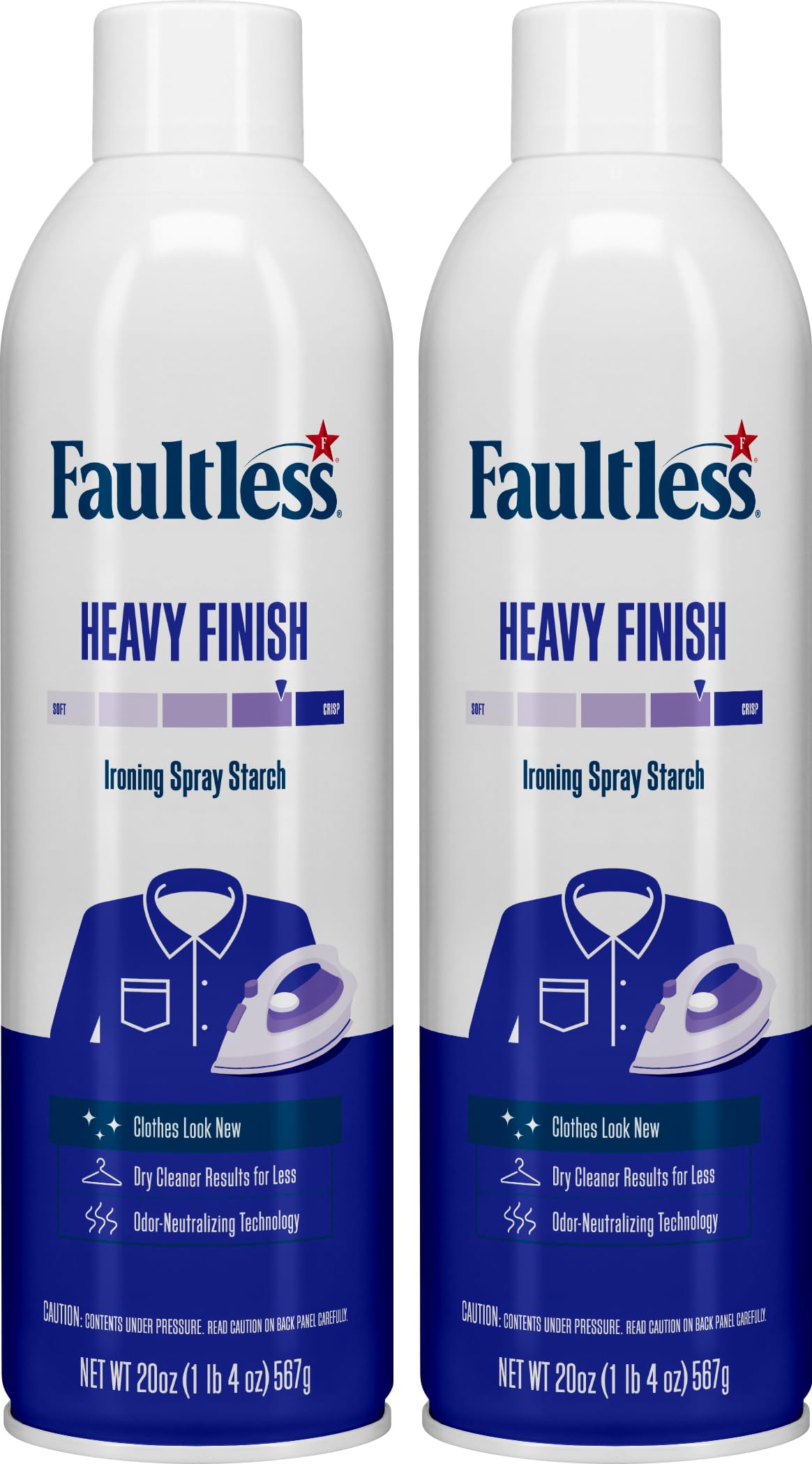 Faultless Heavy Spray Starch 20 oz (Pack of 2) - Professional Laundry Starch for Smooth Ironing, Even Spray & No Residue - Perfect for Crisp Shirts, Dresses & Table Linens