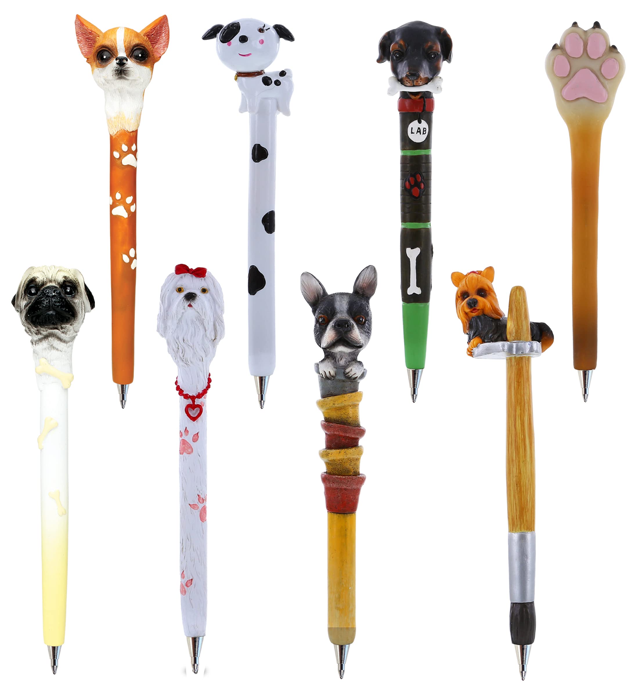 8-Pack Planet Pens Dogs Novelty Ballpoint Pen Set - Fun & Colorful Dog-Themed Writing Pens for Kids & Adults - Perfect for School, Office, and Home Decor - Great Gift for Pet Lovers & Stationery Enthusiasts
