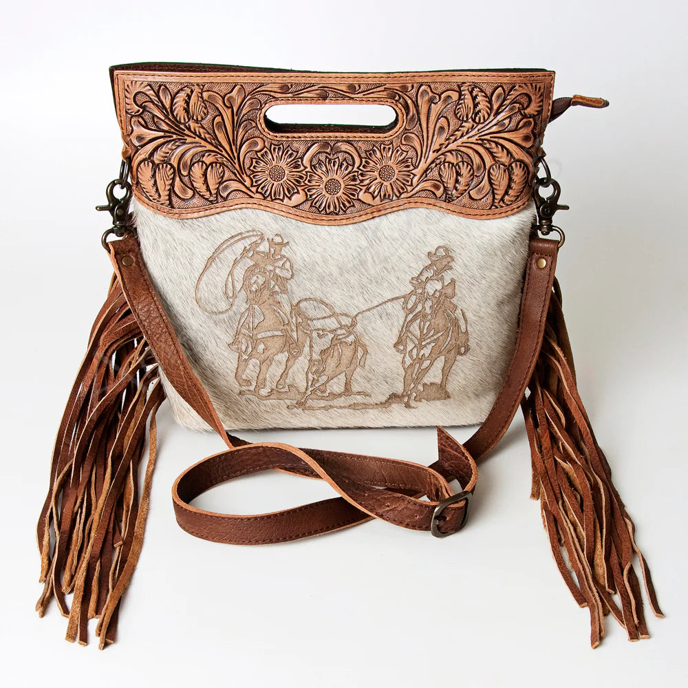 American Darling Team Roper Genuine Cowhide Leather Purse for Women - Western Style Handbag for Rodeo, Country Music Festivals & Everyday Use