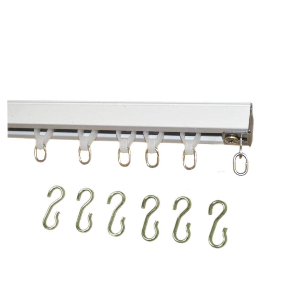 White Ceiling Curtain Track Set - 18 Feet in 3 Sections with Wheeled Carriers & Hooks - Perfect for Living Room, Bedroom, and Home Theater Window Treatments
