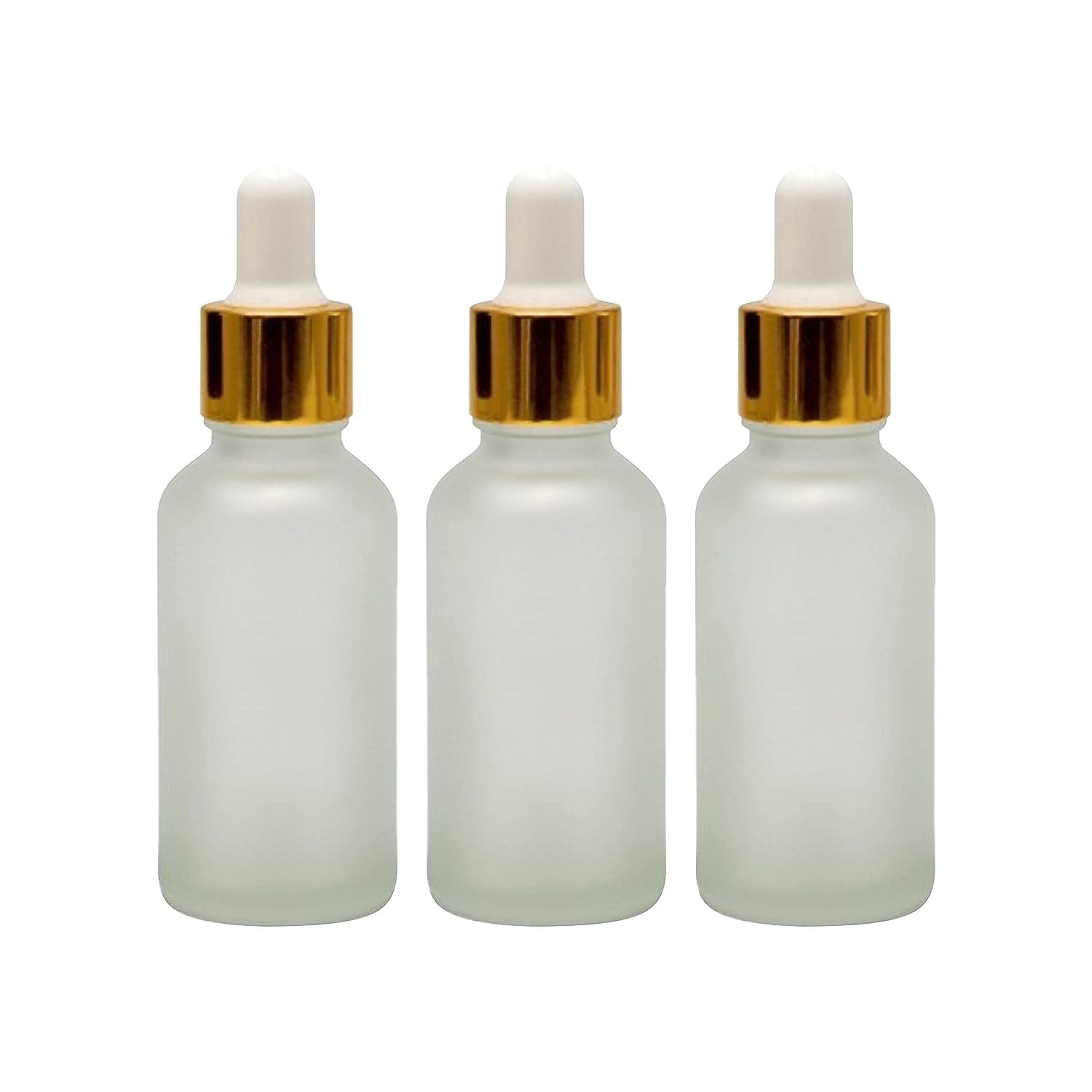 Premium 30ml Gold-Plated Glass Dropper Bottles - Essential Oil Bottles, Perfume Bottles, Serum Containers for Aromatherapy, DIY Beauty & Travel (Pack of 3) - Perfect for Home Spa, Gift Giving & Cosmetic Storage
