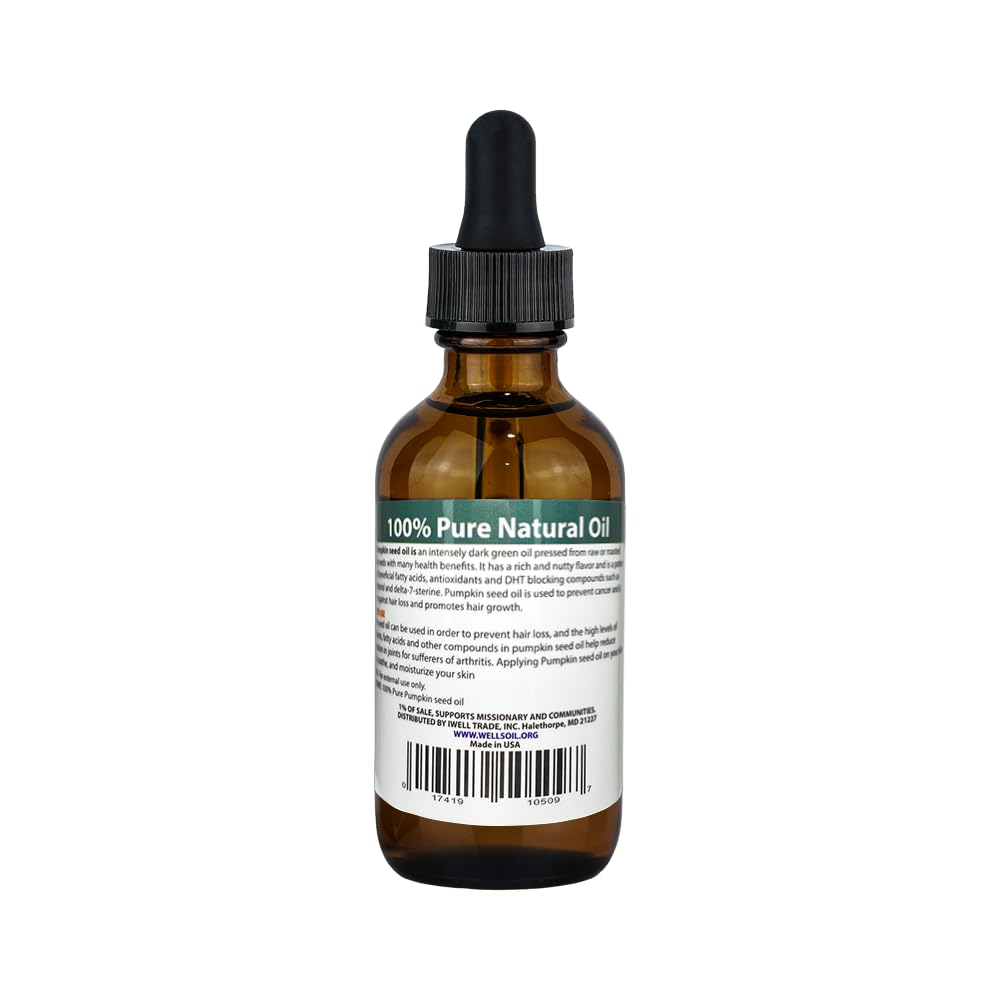 100% Pure Cold Pressed Pumpkin Seed Oil for Skin & Hair - Natural Rejuvenating, Glowing & Moisturizing Treatment | 2 Fl Oz (60ml) | Perfect for Face Serums, Hair Masks & Massage Therapy