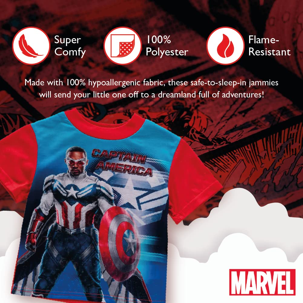 3-Piece Boys Captain America Sleep Set - Soft & Comfortable Pajama Set for Kids - Perfect for Bedtime, Lounging & Superhero Dress-Up