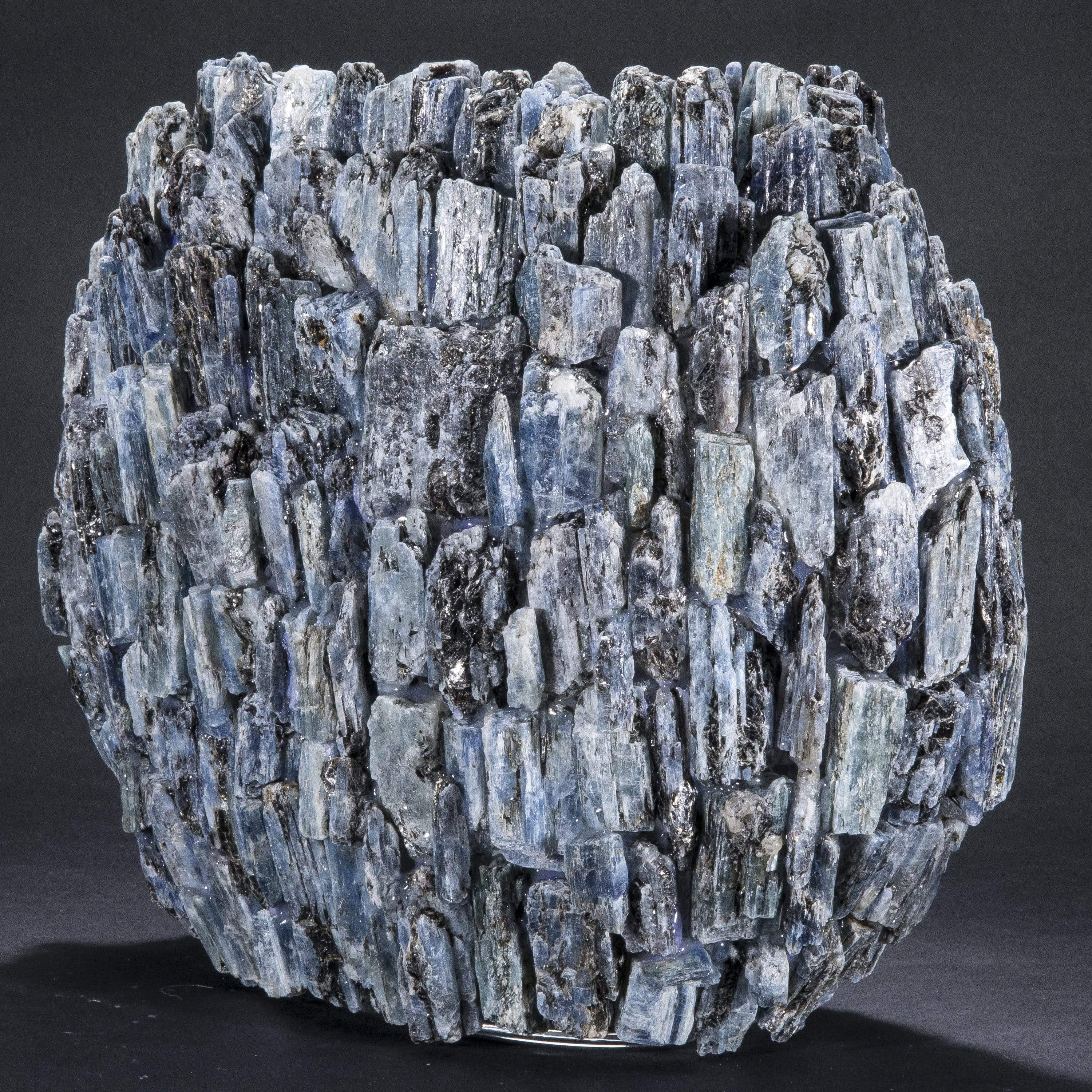 10.5 Inch Natural Kyanite Gemstone Vase - Handcrafted Blue Crystal Home Decor for Living Room, Office & Meditation Space