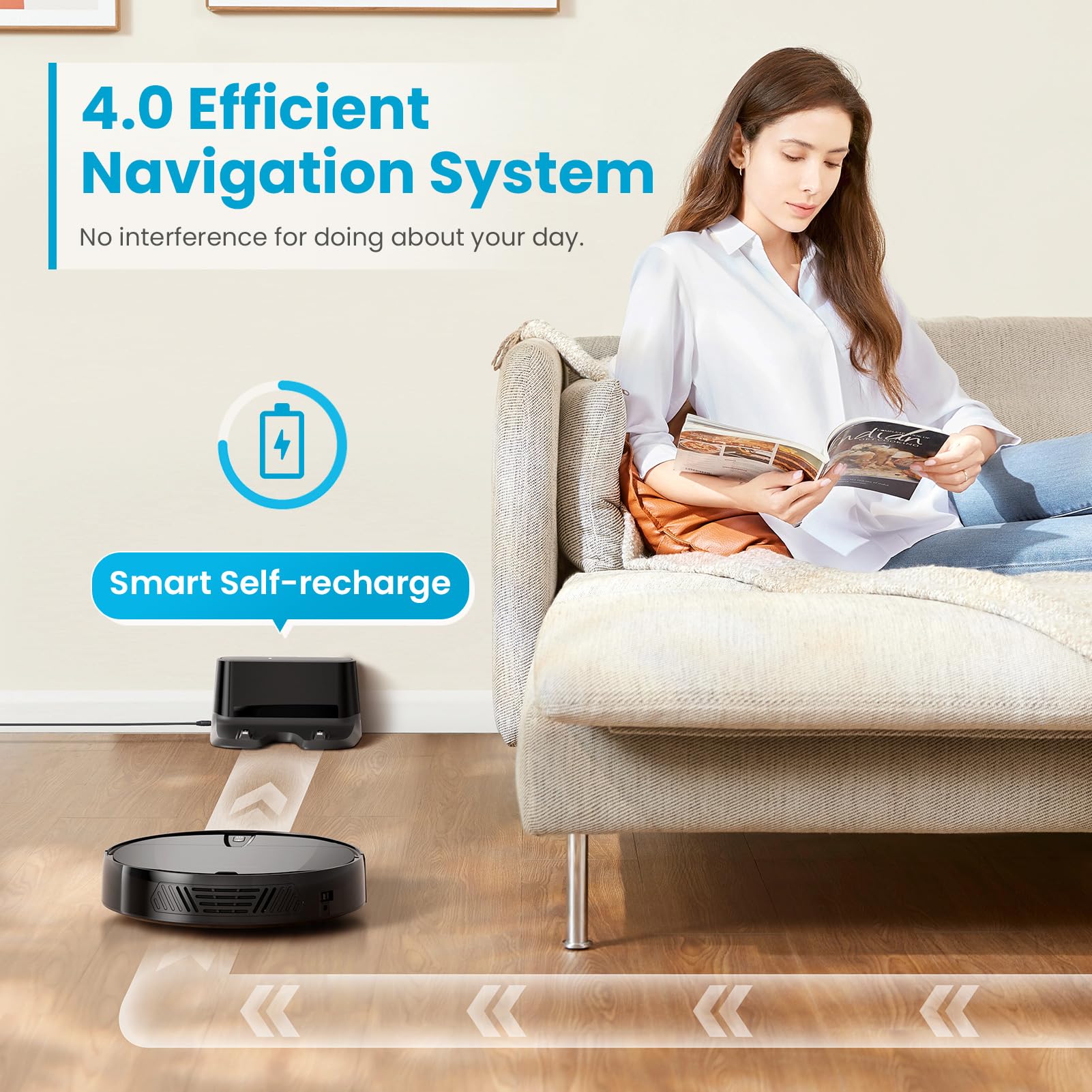 3000Pa Strong Suction Robot Vacuum Cleaner with APP/Voice/Remote Control | Self-Charging | Smart Scheduling | Perfect for Pet Hair, Hardwood Floors & Low Pile Carpets | Ideal for Home, Office & Apartment Cleaning