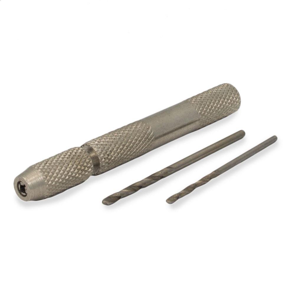 Mini Metal Hand Drill with Wood & Leather Handle - Perfect for DIY Crafts, Jewelry Making, and Small Woodworking Projects