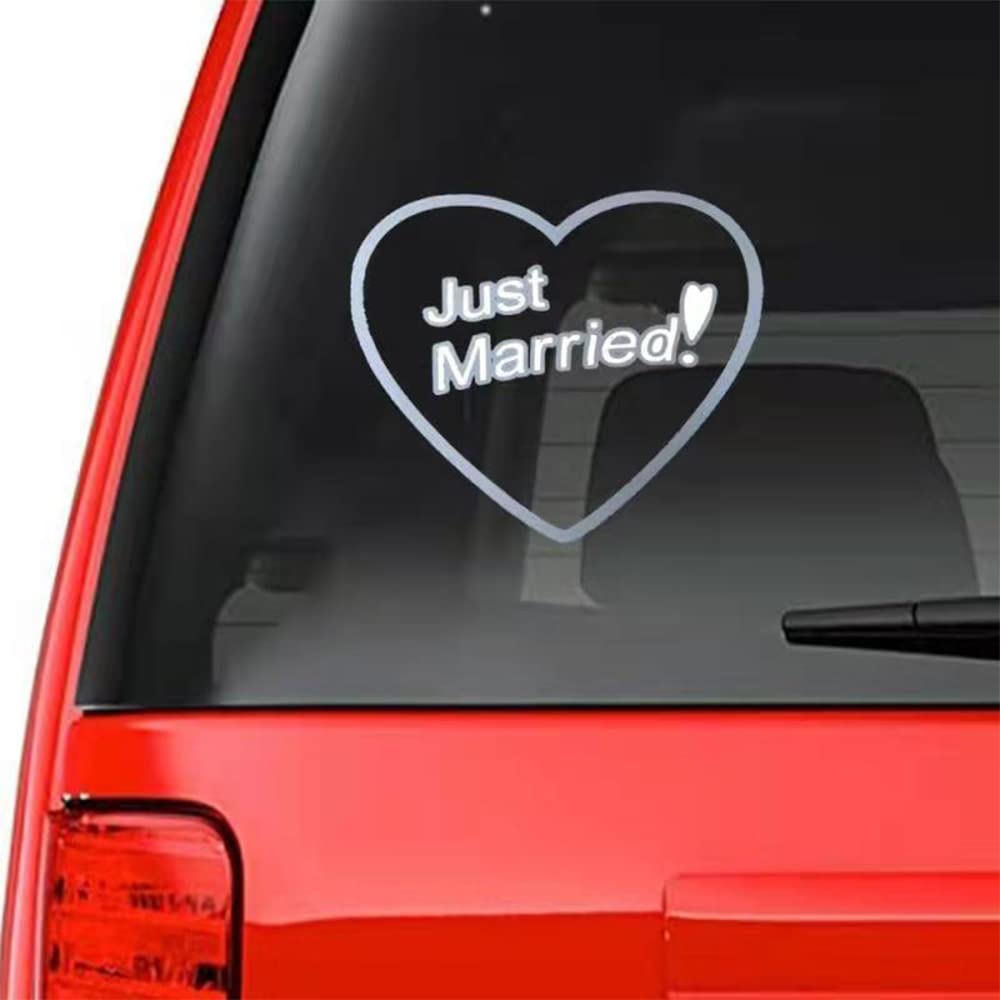 Just Married Car Decal - Silver White 7