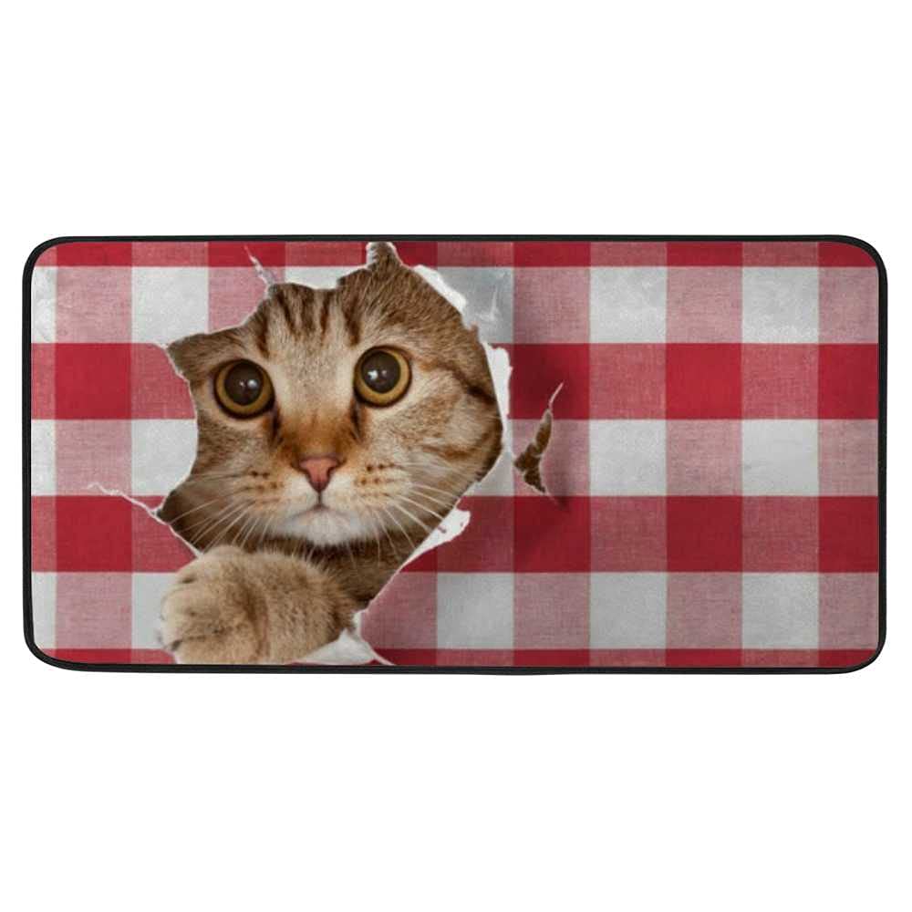 Anti-Fatigue Kitchen Mat with British Cat Design - Soft Absorbent Standing Mat for Comfort - 39x20 Inch Runner Rug for Hallway, Entryway, Bathroom & Bedroom - Perfect for Home, Office & High-Traffic Areas