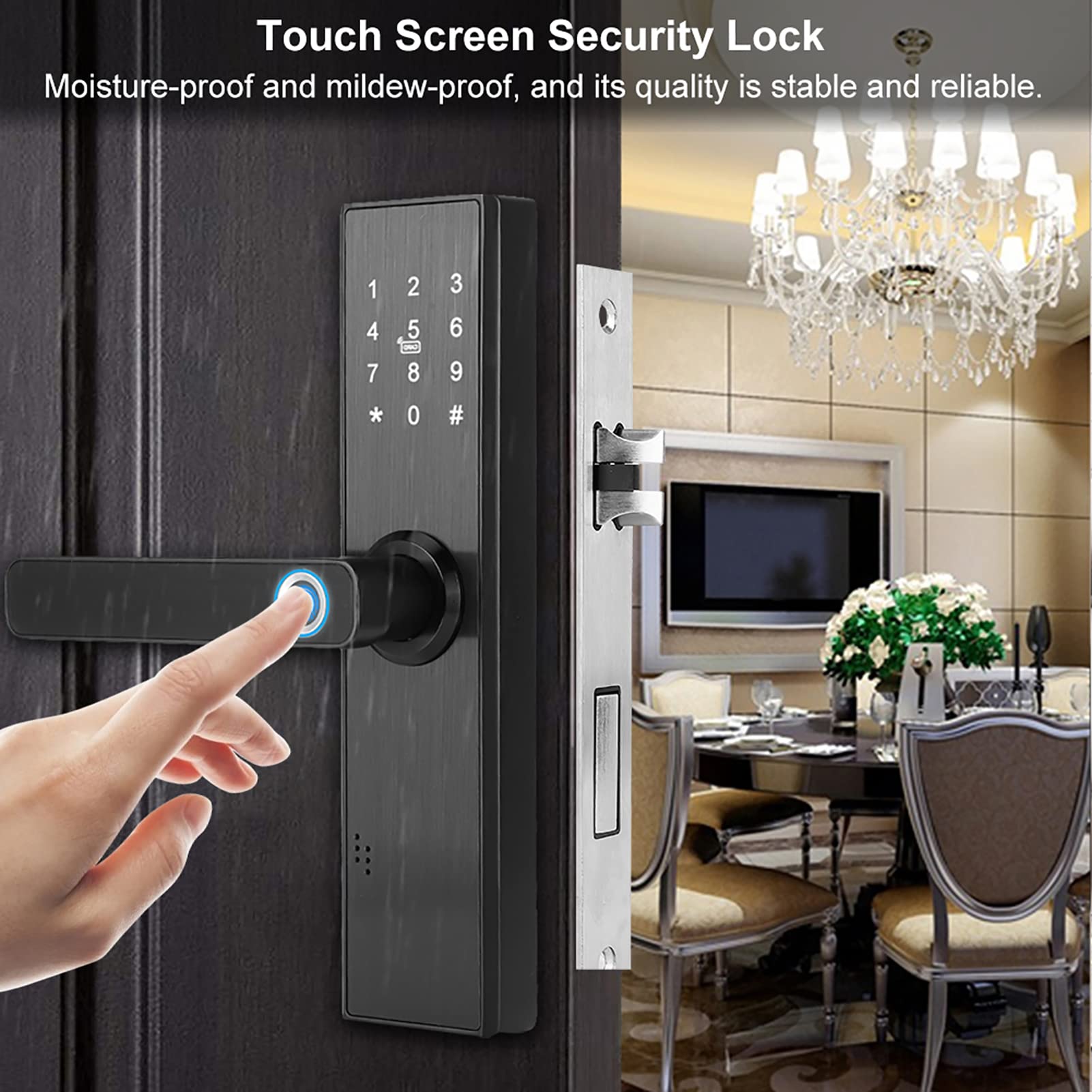 Smart Fingerprint Door Lock - Biometric, Password & IC Card Access, Intelligent Recognition, Quick Entry with Mechanical Key - Ideal for Homes, Apartments & Offices