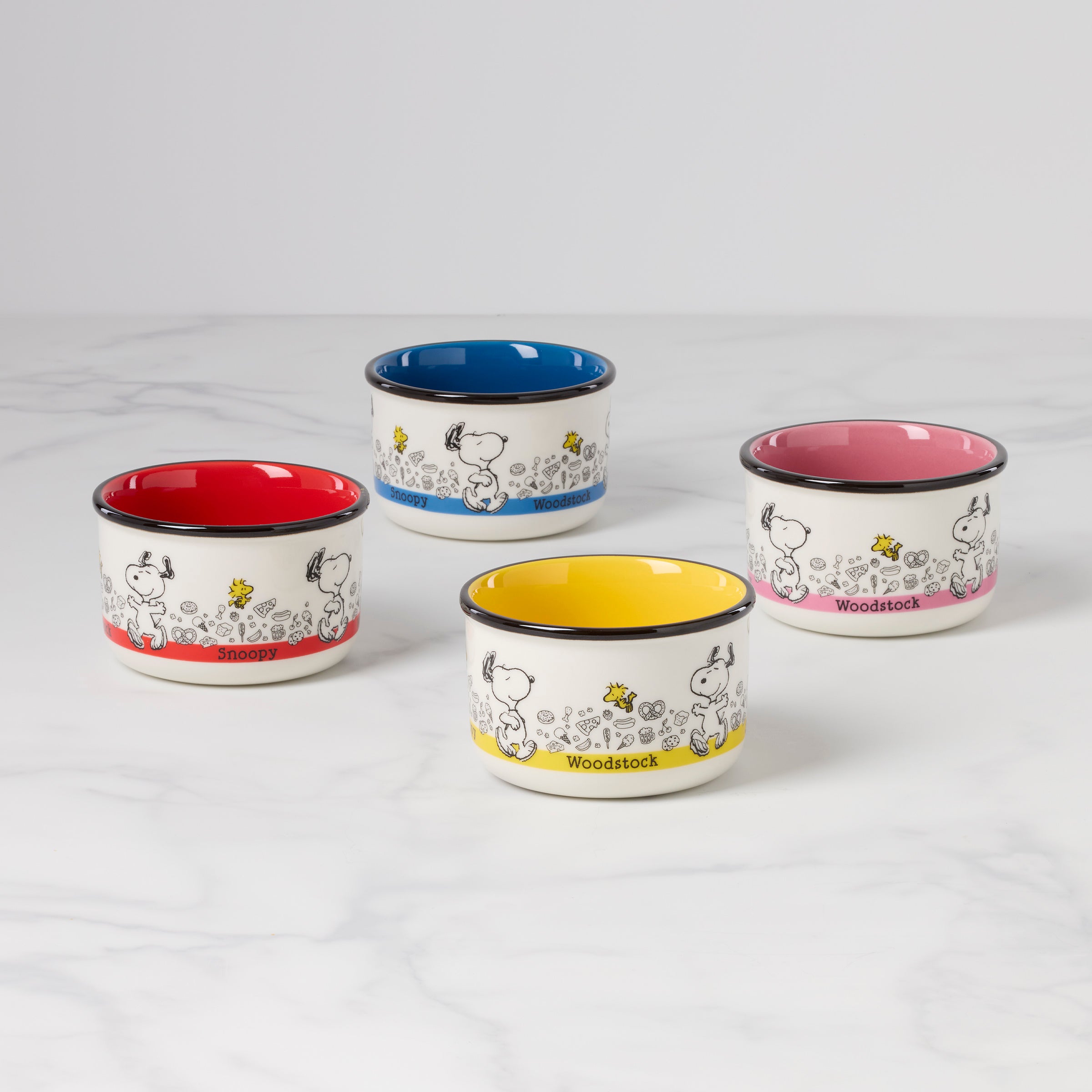 Chef Snoopy Snack Bowls Set of 4 - Cute Peanut Gang Ceramic Bowls for Snacks, Ice Cream, Cereal - Perfect for Kids, Parties & Home Decor
