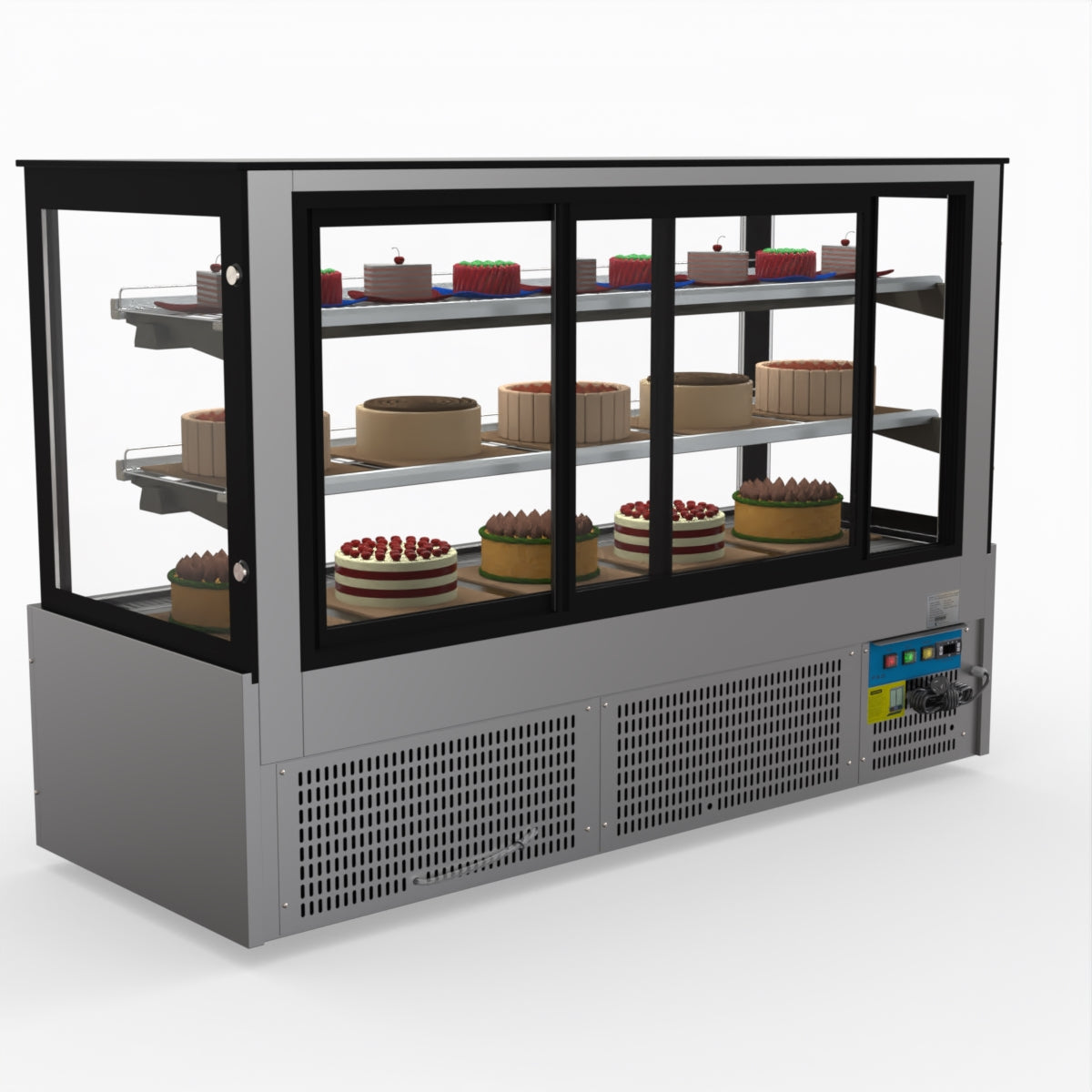Bonvue SG180FA Commercial Refrigerated Display Case - Dual Glass Door Merchandiser for Deli, Bakery & Grocery - Perfect for Supermarkets, Convenience Stores & Cafes