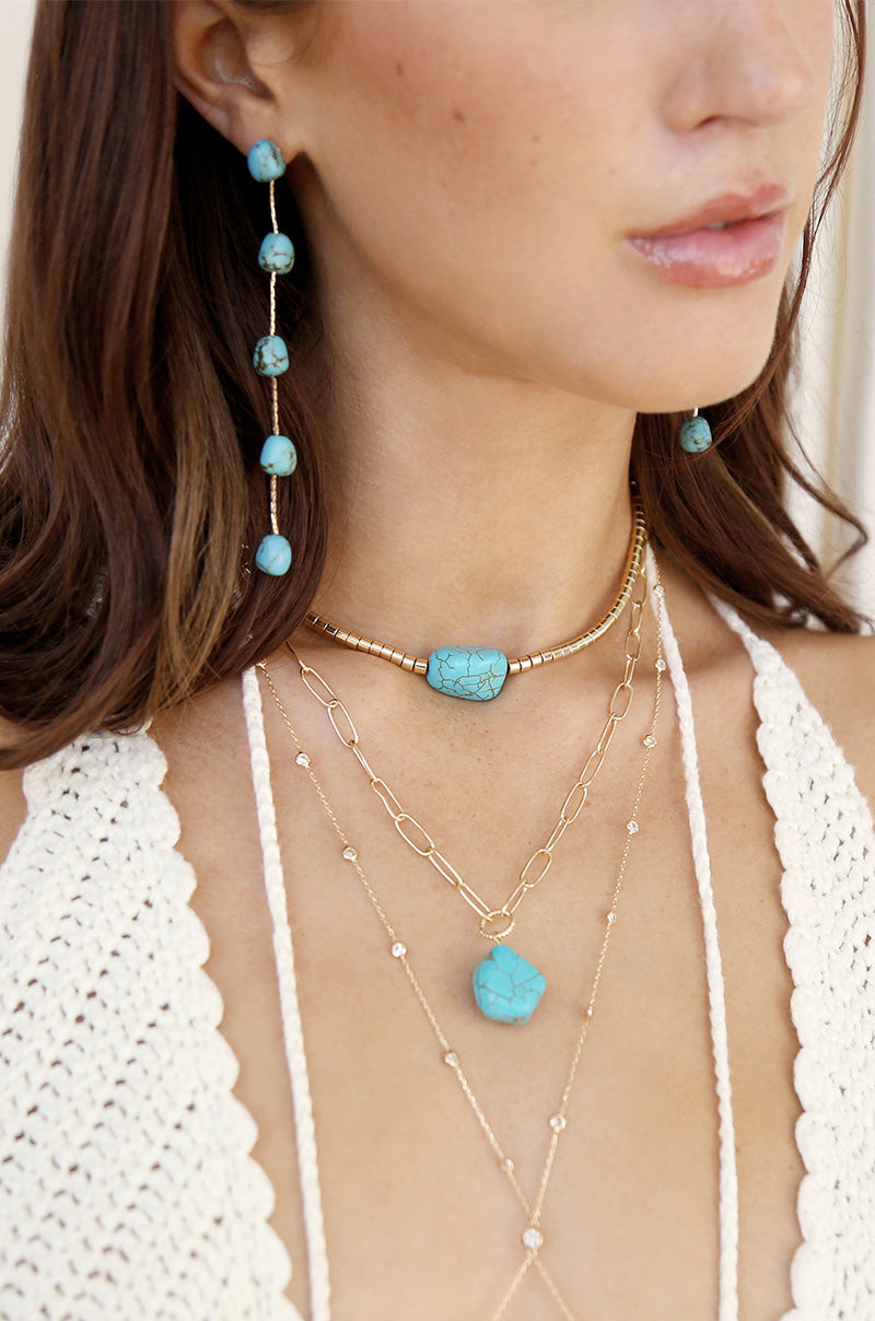 Exquisite Turquoise Drop Earrings for Women - Handmade Dangle Earrings with Gemstone - Perfect for Parties, Weddings & Everyday Wear