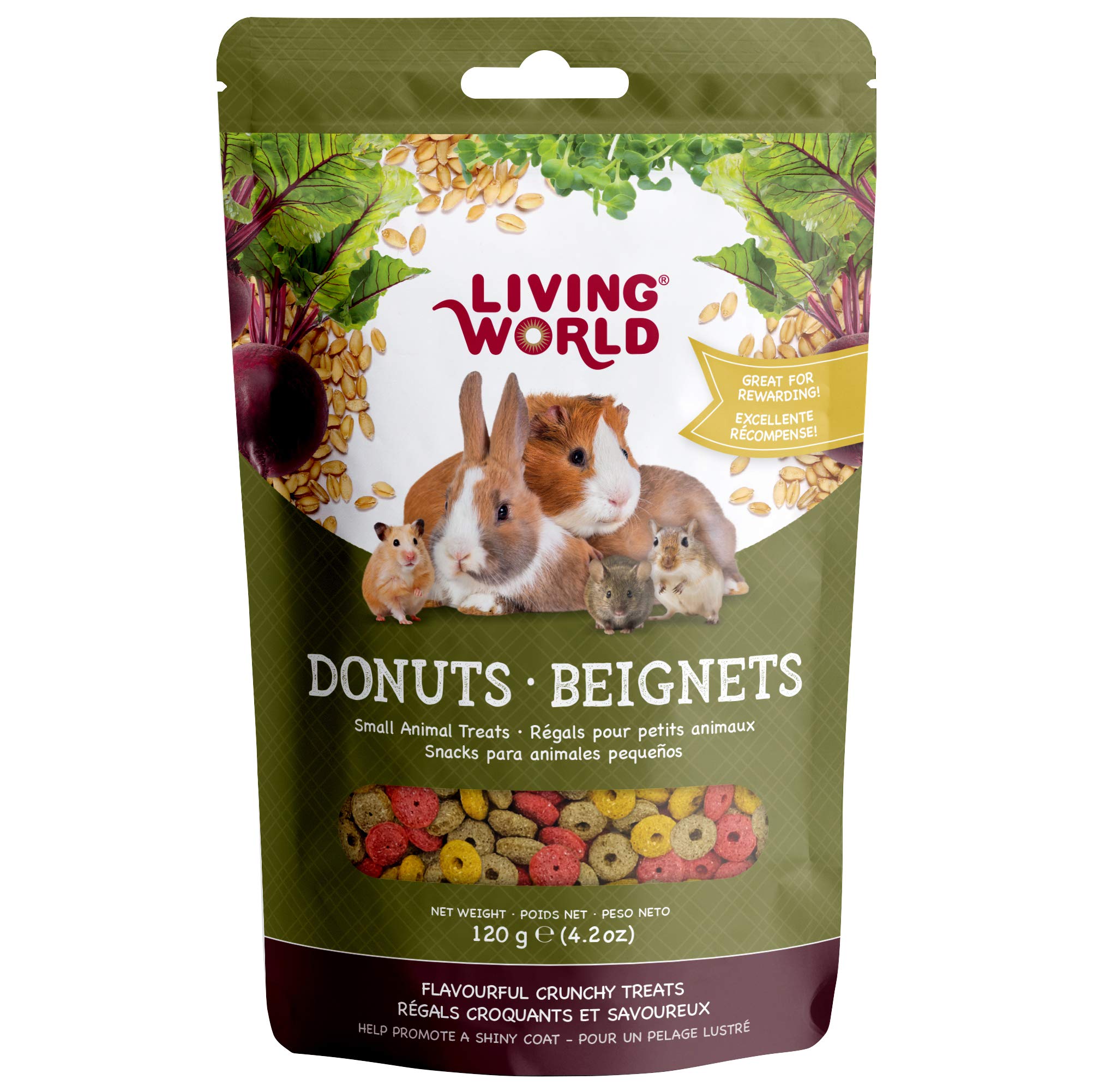 Living World Canadian Rabbit and Guinea Pig Donut Treats - 120g | Healthy Snacks for Small Pets | Perfect for Bonding & Training Rewards