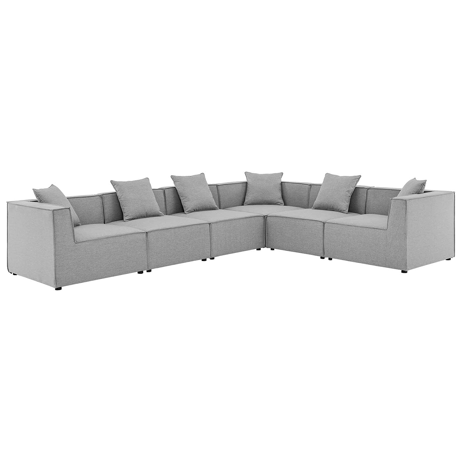 Modern Grey Fabric Lounge Sectional Sofa Set for Outdoor Patio, Balcony, Cafe, Bistro, Garden, and Hotel Decor
