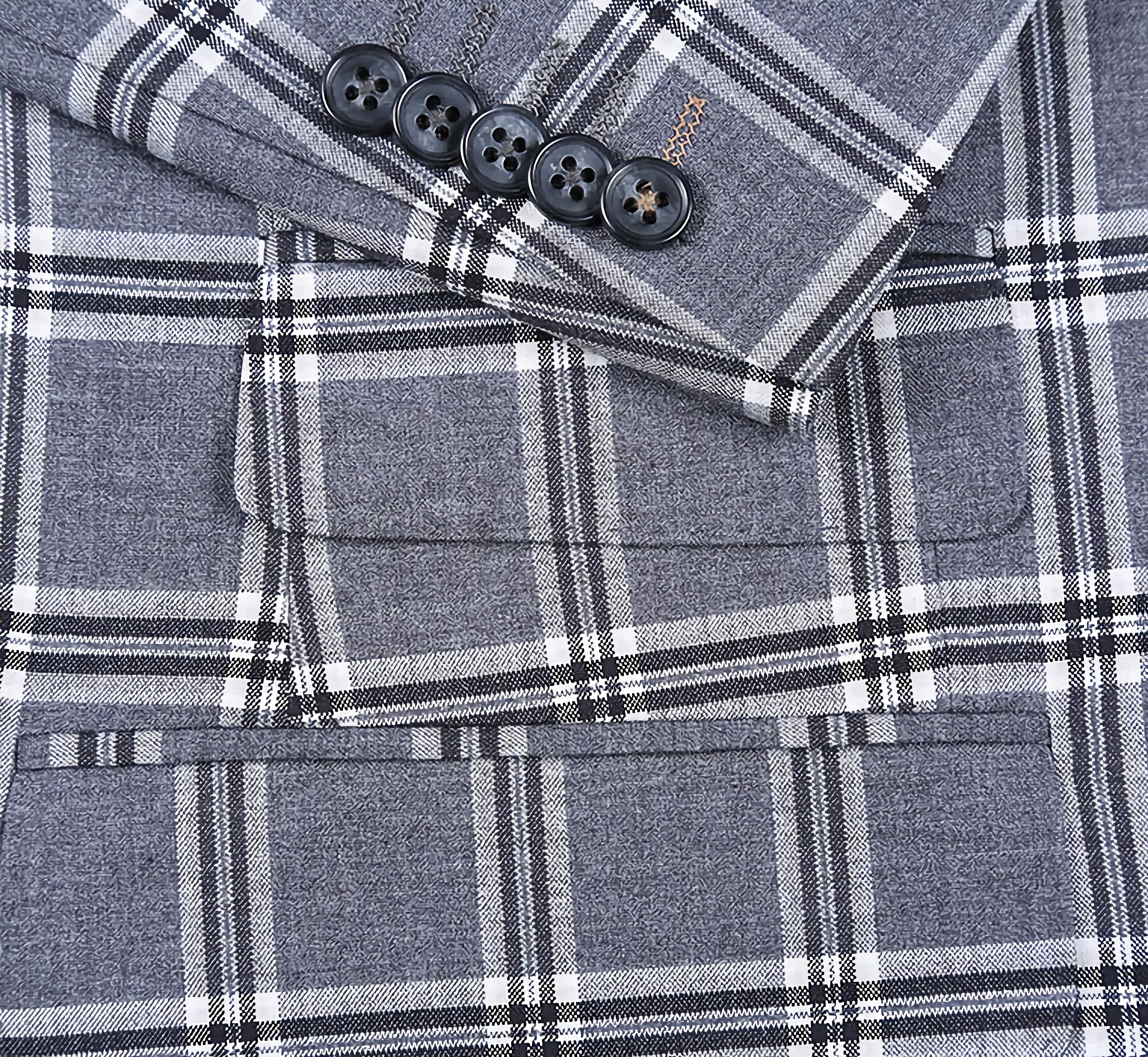 English Laundry Dimgray & White Check Slim Fit Suit for Men - Modern Business Attire for Office, Weddings & Formal Events