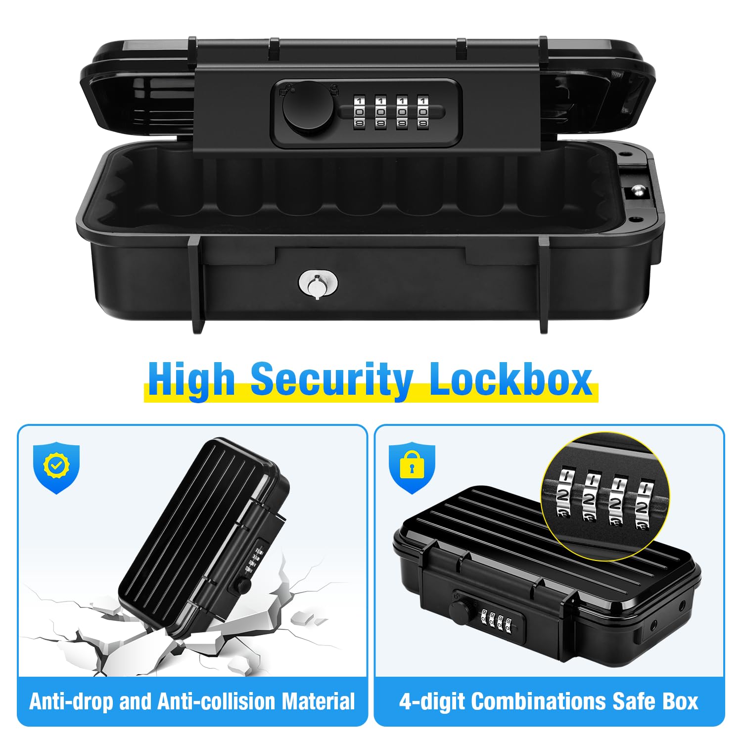 Waterproof Anti-Theft Portable Safe Box with Combination Lock & Removable Wire Rope - Secure Travel Lockbox for Beach, Hotel, Dorm, Home, Office & Car - Perfect for Vacation, Camping & Outdoor Adventures