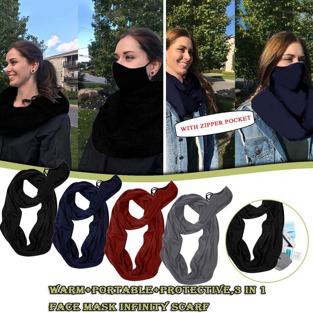 Belsen Lightweight Soft Scarf Bandana with Hidden Zipper Pocket & Ear Loops - Perfect for Outdoor Activities, Travel, and Fashion Accessories