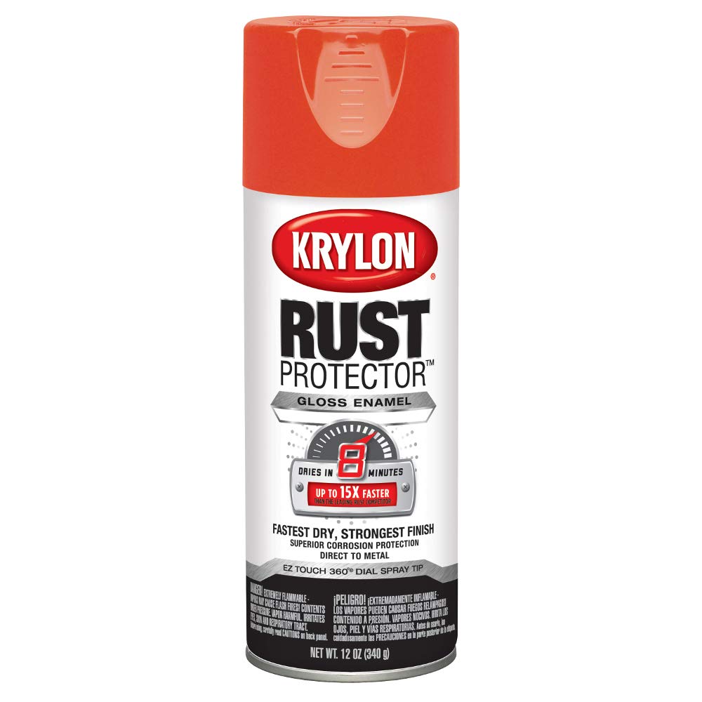 Krylon K06900907 Rust Protector & Preventative Enamel Spray Paint - 12 oz Gloss Orange for Metal Protection | Ideal for Outdoor Furniture, Automotive Parts & DIY Projects
