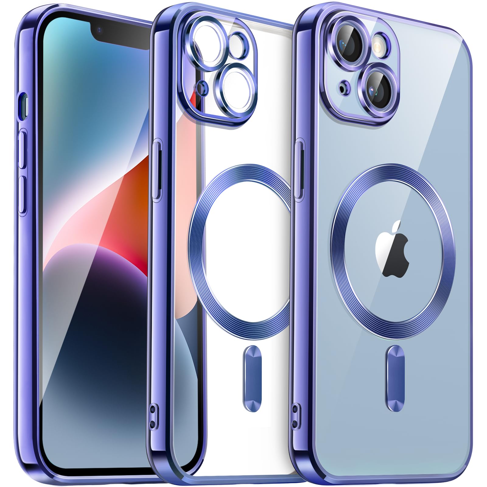 JETech iPhone 14 Plus 6.7-Inch Clear Soft Case with Full Camera Protection | MagSafe Compatible | Shockproof Electroplated TPU Cover (Royal Blue) | Perfect for Everyday Use, Wireless Charging & Drop Protection