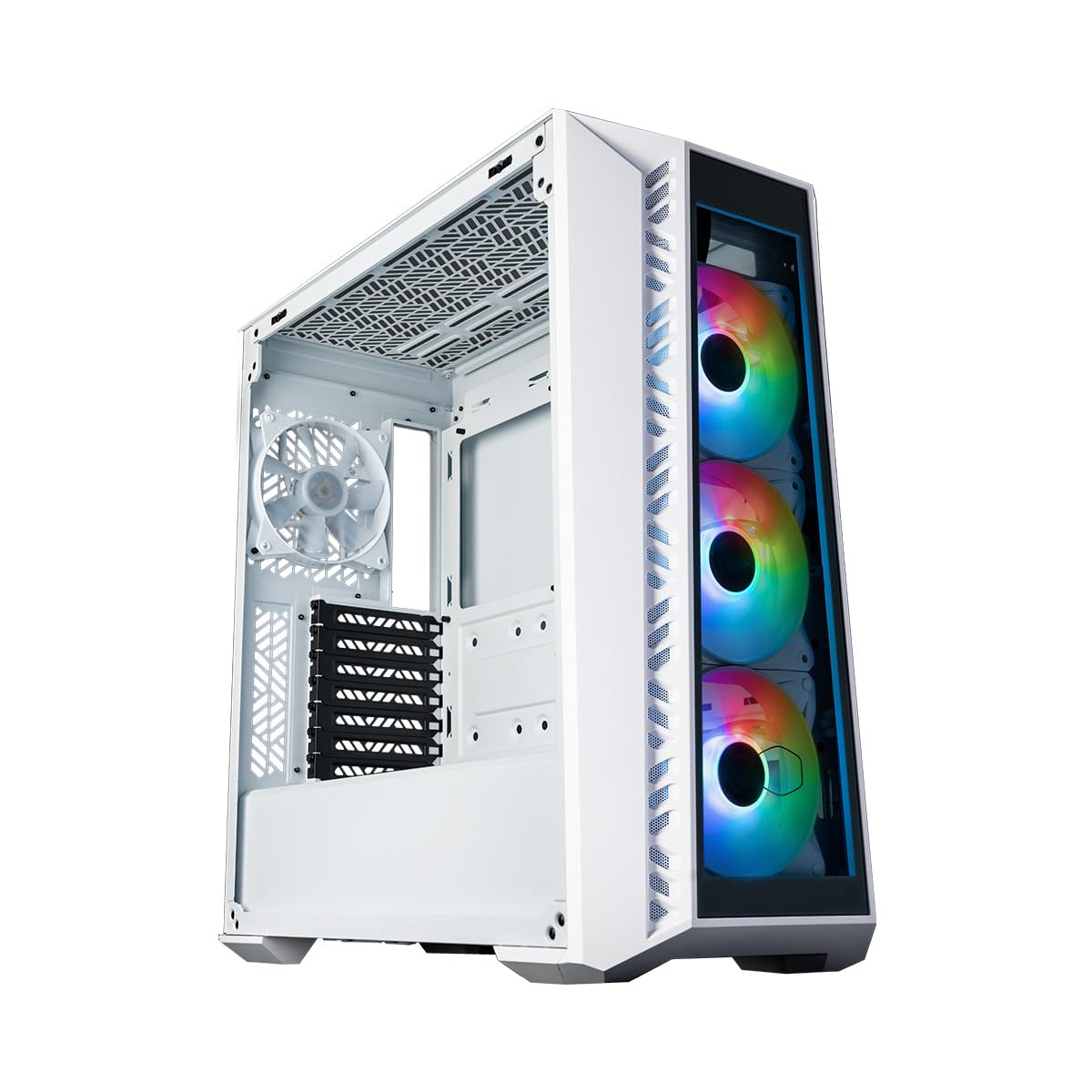 Cooler Master MasterBox 520 Mid-Tower ATX PC Case - 4 Pre-Installed ARGB Fans, Tempered Glass Front & Side Panel, Multiple Airflow Configurations, ARGB Controller (White) - Perfect for Gaming PC Builds & Workstation Setups