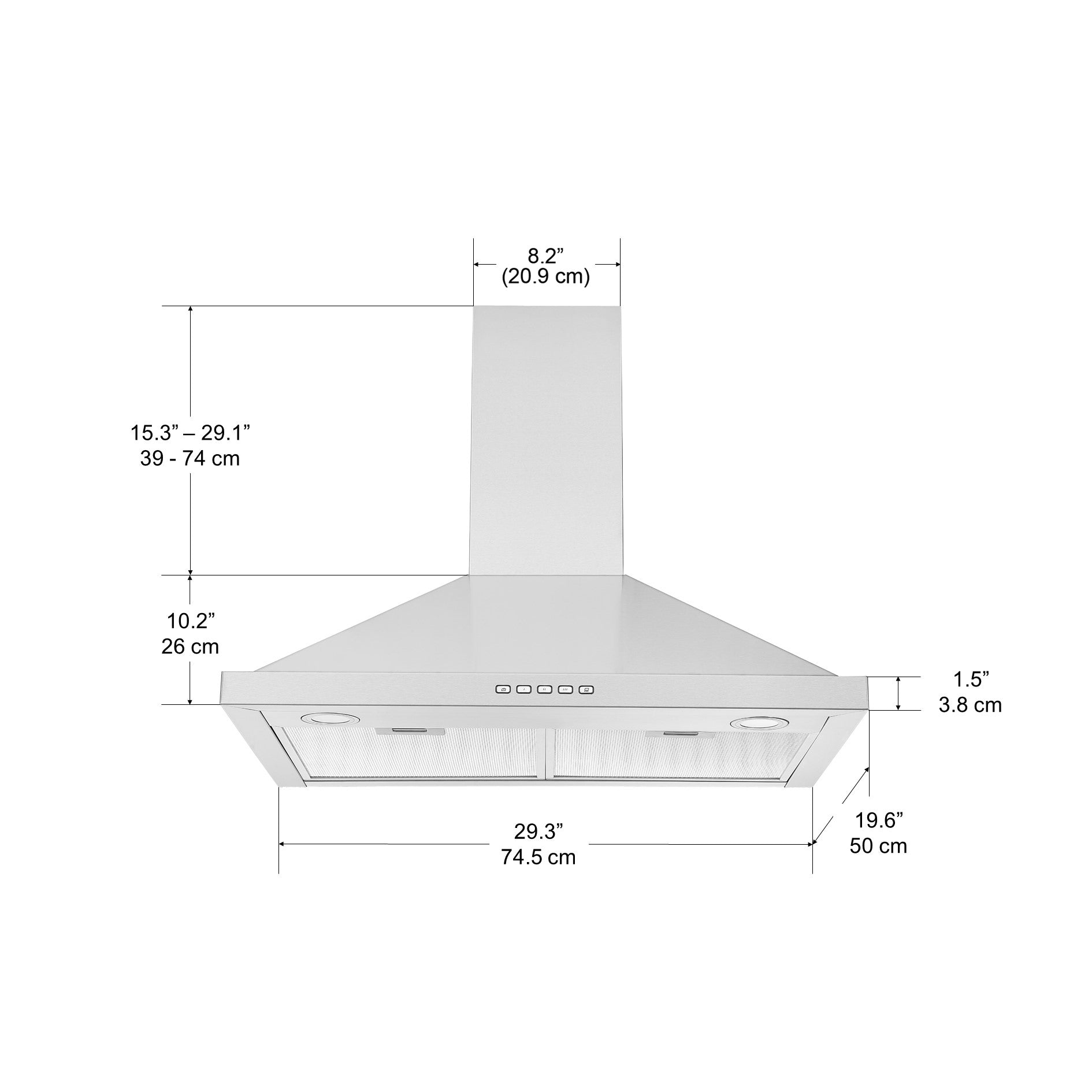 30 Inch Stainless Steel Convertible Wall Mount Range Hood - Powerful Kitchen Ventilation for Home Cooking, Grilling & Baking