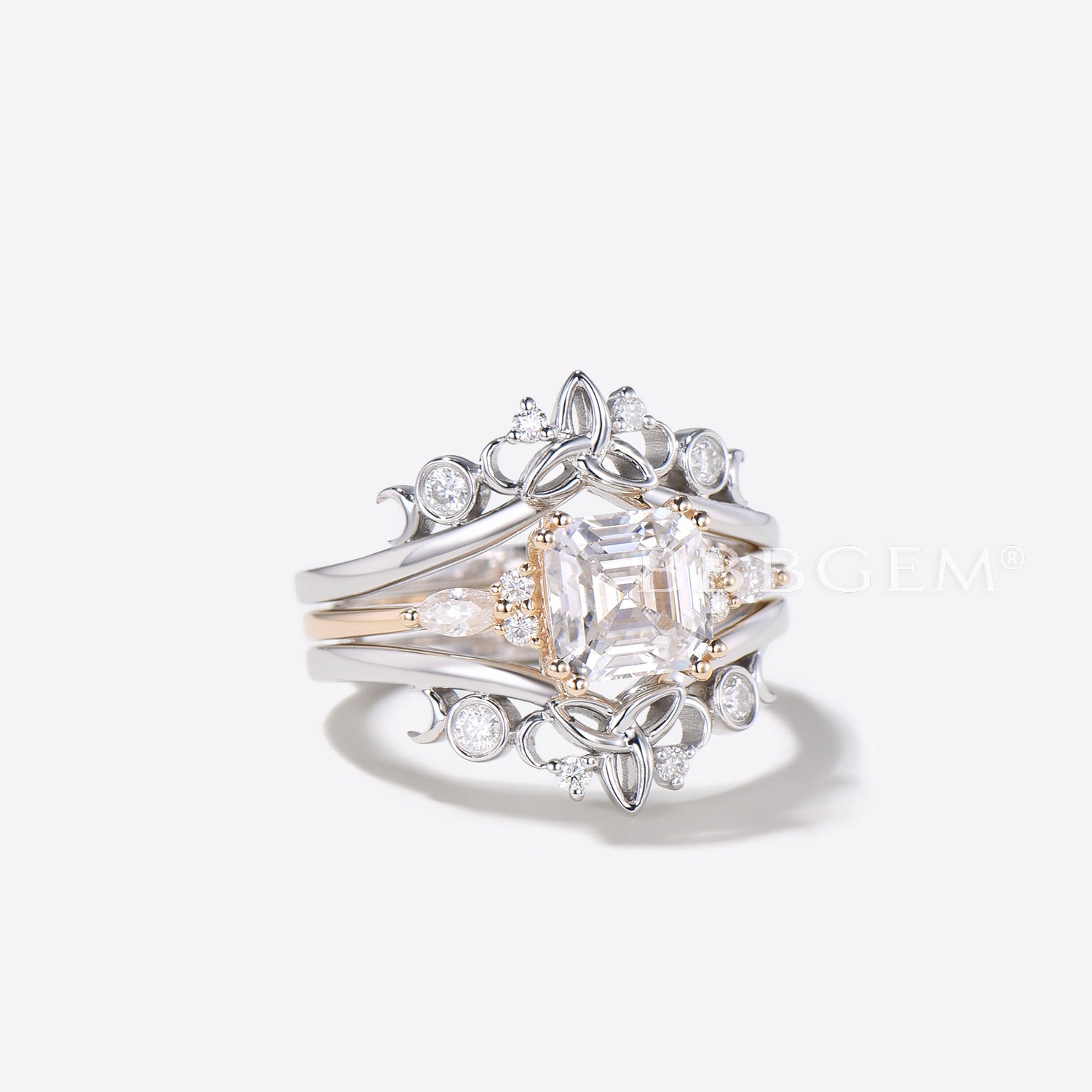 Cushion Cut Moissanite Engagement Ring with Celtic Knot Design - Diamond Alternative Wedding Band Set for Brides | Perfect for Proposals, Anniversaries & Celtic-Themed Weddings