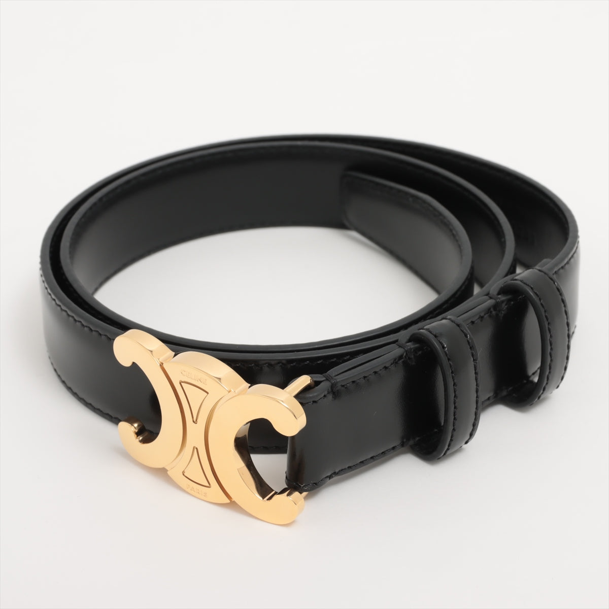 Celine Medium Triomphe Black Leather Belt - Size 70 | Luxury Designer Belt for Women | Perfect for Office, Evening & Special Occasions
