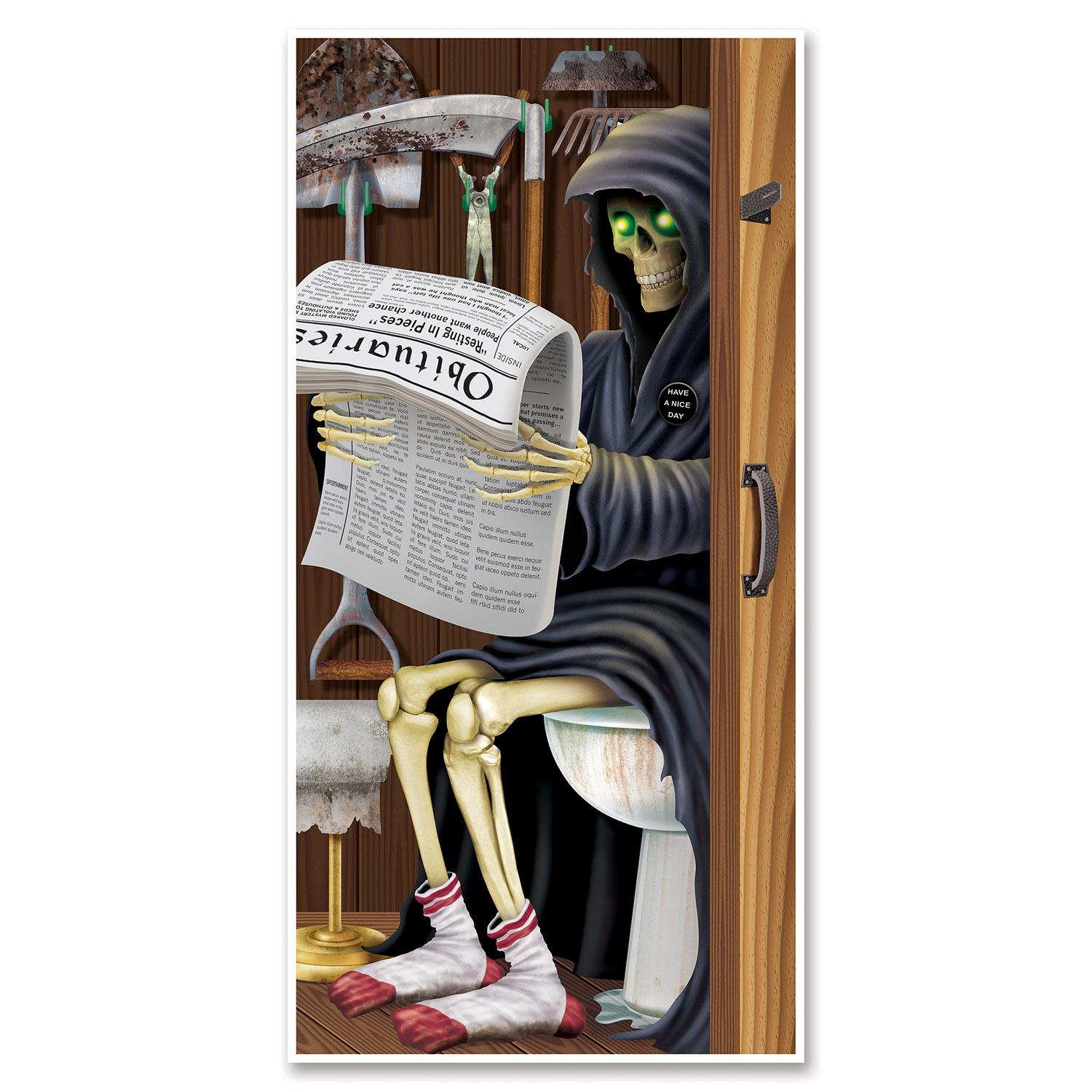 12 Pack Beistle Halloween Grim Reaper Door Cover Decorations - Spooky Bathroom & Party Decor for Halloween, Haunted House, and Themed Events