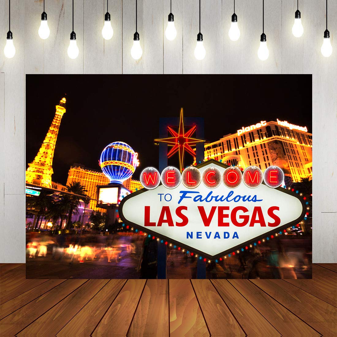 7x5ft Las Vegas Casino Night Photography Backdrop - City Billboard Banner for Party Decor, Photo Booth Props & Studio Background (Vinyl Material) - Perfect for Themed Events, Birthday Parties & Professional Photography