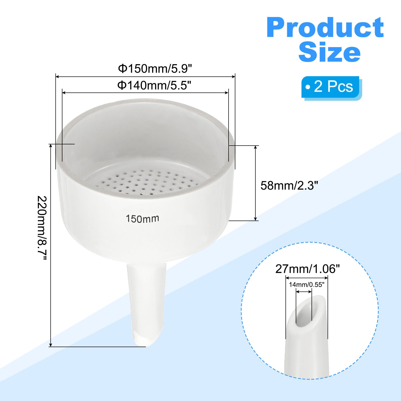 2-Pack PATIKIL Porcelain Buchner Funnel - 150mm OD, 140mm ID White Lab Filtration Funnel for Chemistry Experiments, Liquid Separation & Scientific Research | Ideal for Laboratories, Schools & DIY Science Projects