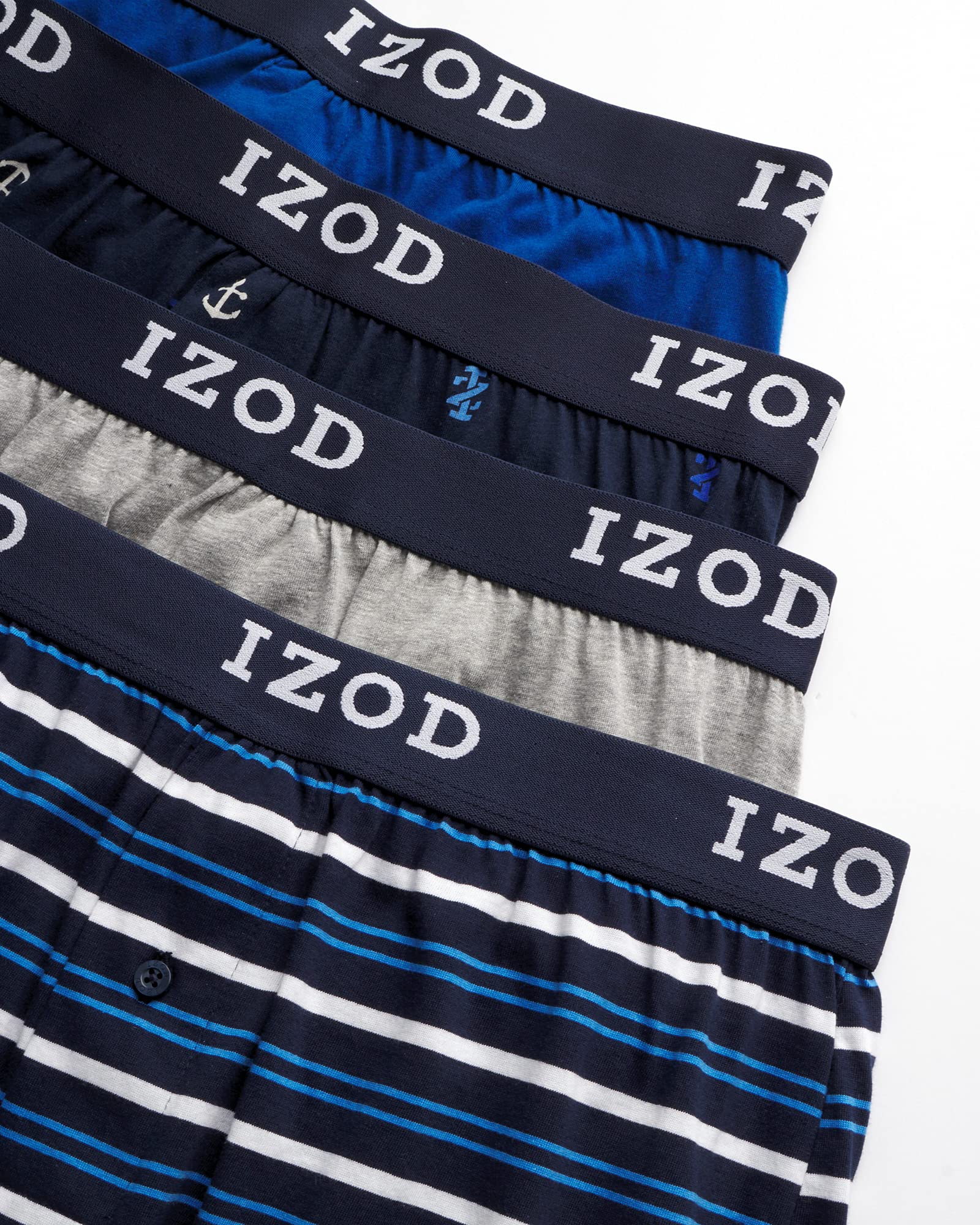 IZOD Men's Boxer Shorts 4-Pack - Soft Breathable Knit Underwear with Functional Fly - Comfortable Classic Boxers for Men (Sizes M-2XL) - Perfect for Everyday Wear, Workout & Travel