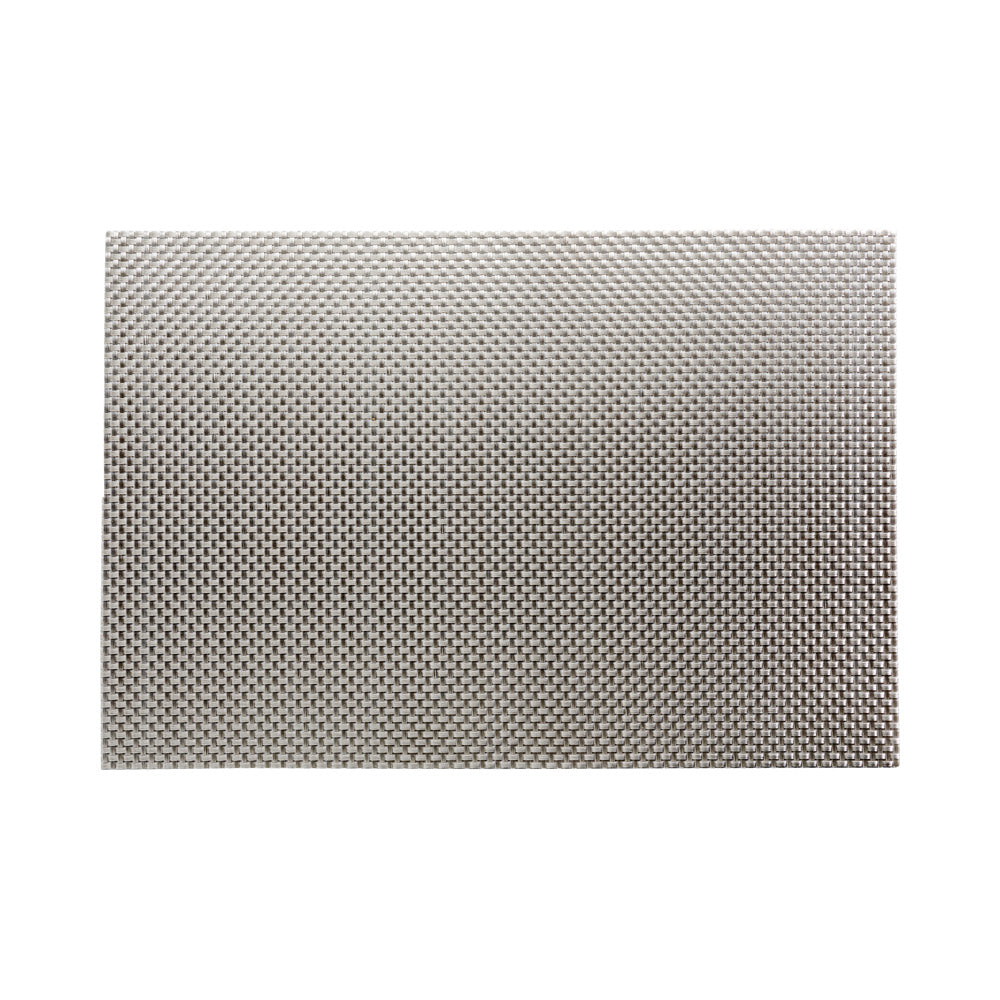 Amalfi Basketweave Metallic Silver Vinyl Woven Placemats - Set of 6 (16
