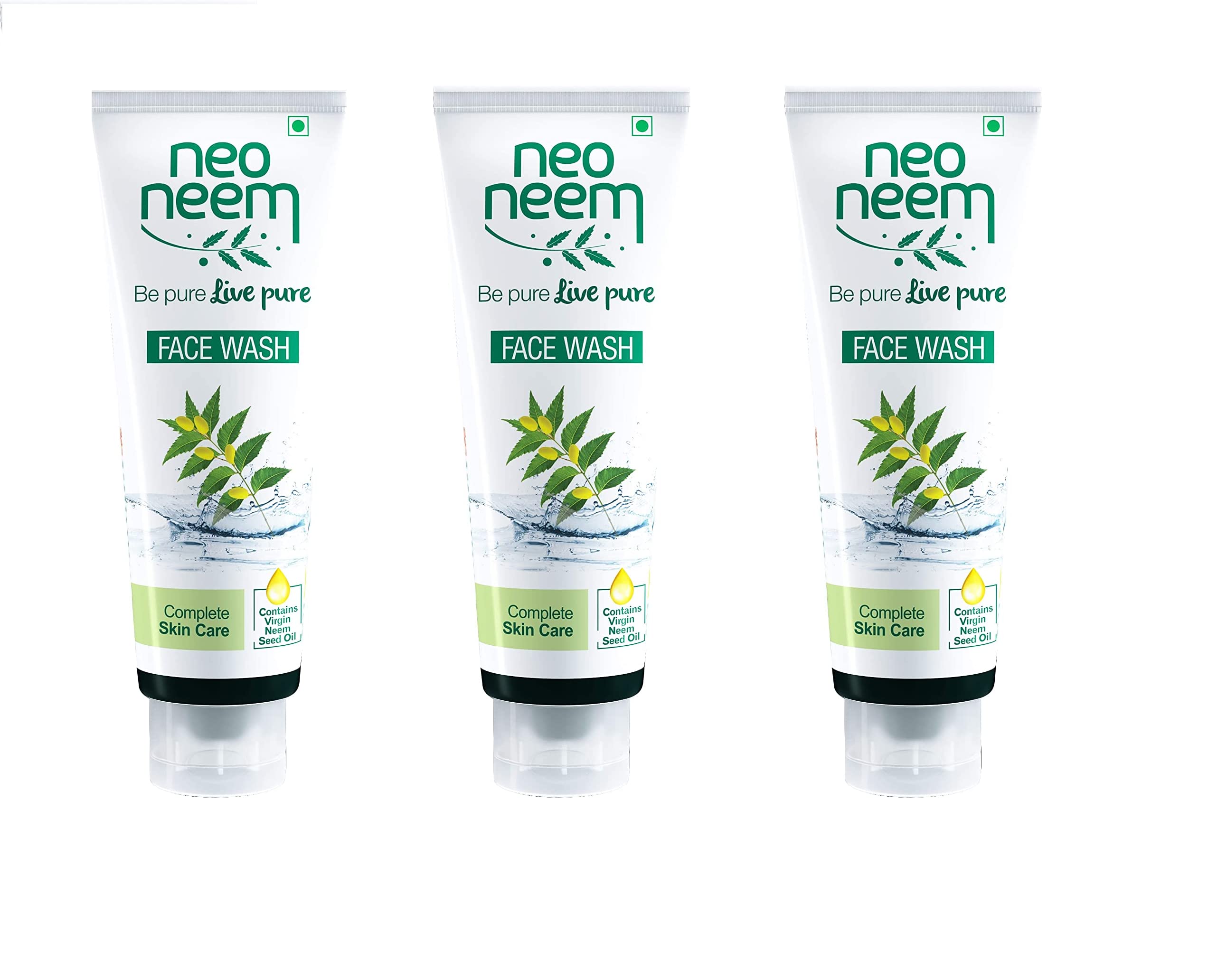 GNFC Neo Neem Face Wash for Acne & Pimple Control - 80ml (Pack of 3) | Natural Neem Cleanser for Oily & Sensitive Skin | Daily Face Cleansing for Clear & Healthy Skin