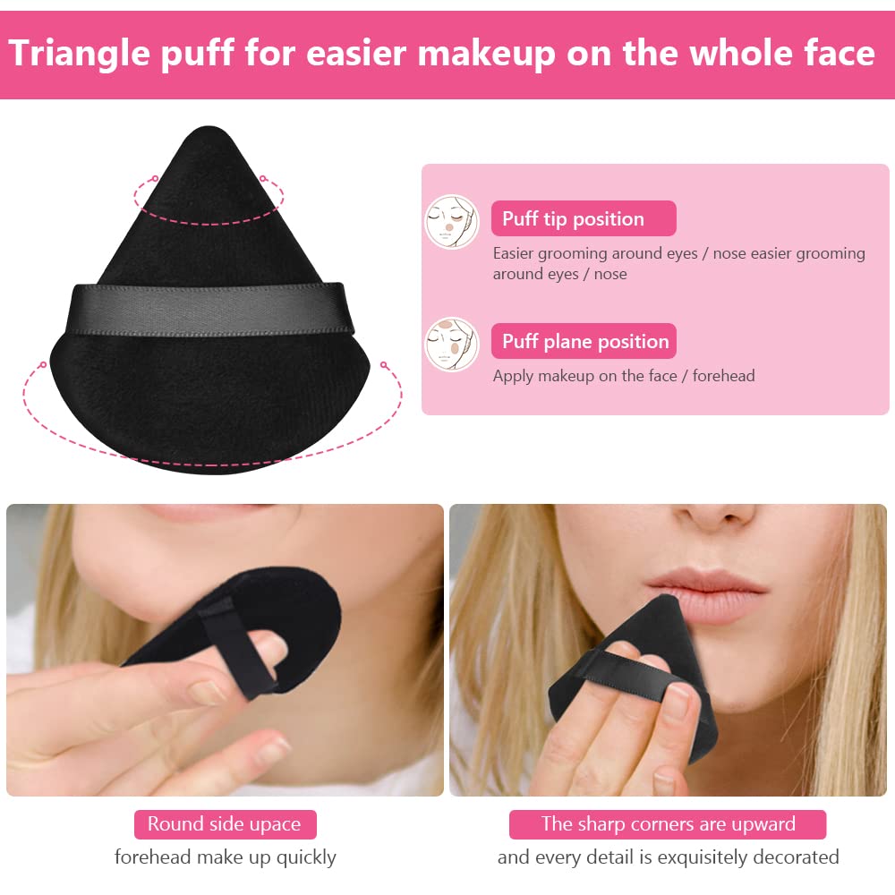 Ainiv 9PCS Premium Cotton Powder Puffs - 2.76 Inch Soft Triangle Wedge Makeup Sponge for Loose Powder, Mineral Powder & Body Powder | Velour Cosmetic Foundation Blender | Perfect for Professional Makeup & Travel Touch-Ups